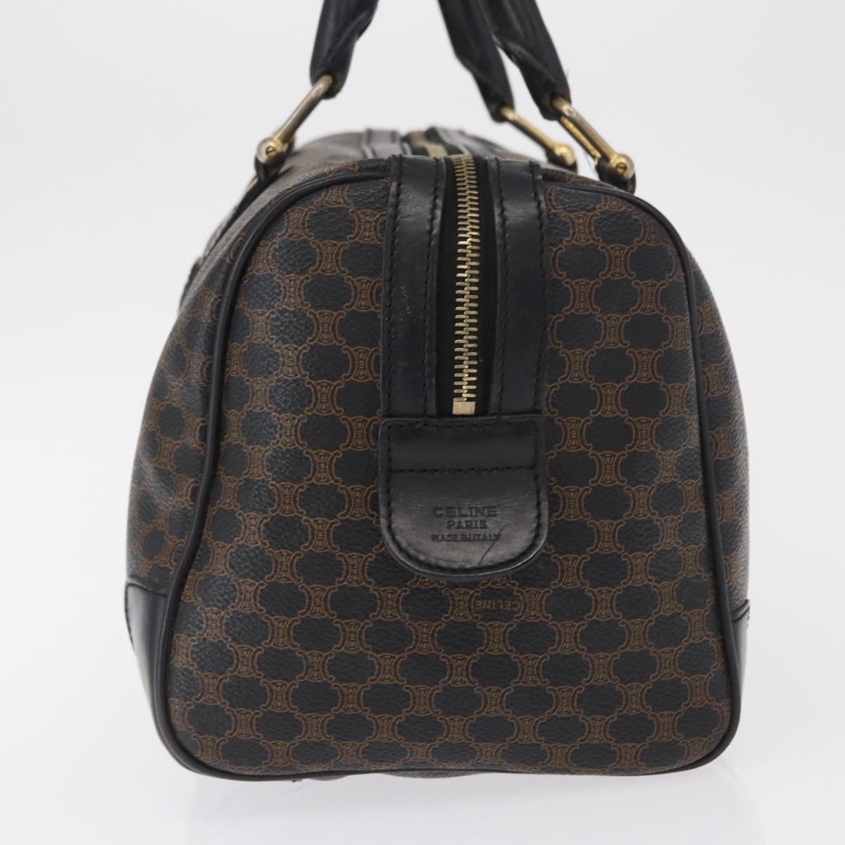 CELINE Macadam Canvas Boston Bag PVC Black Gold Auth mr1773