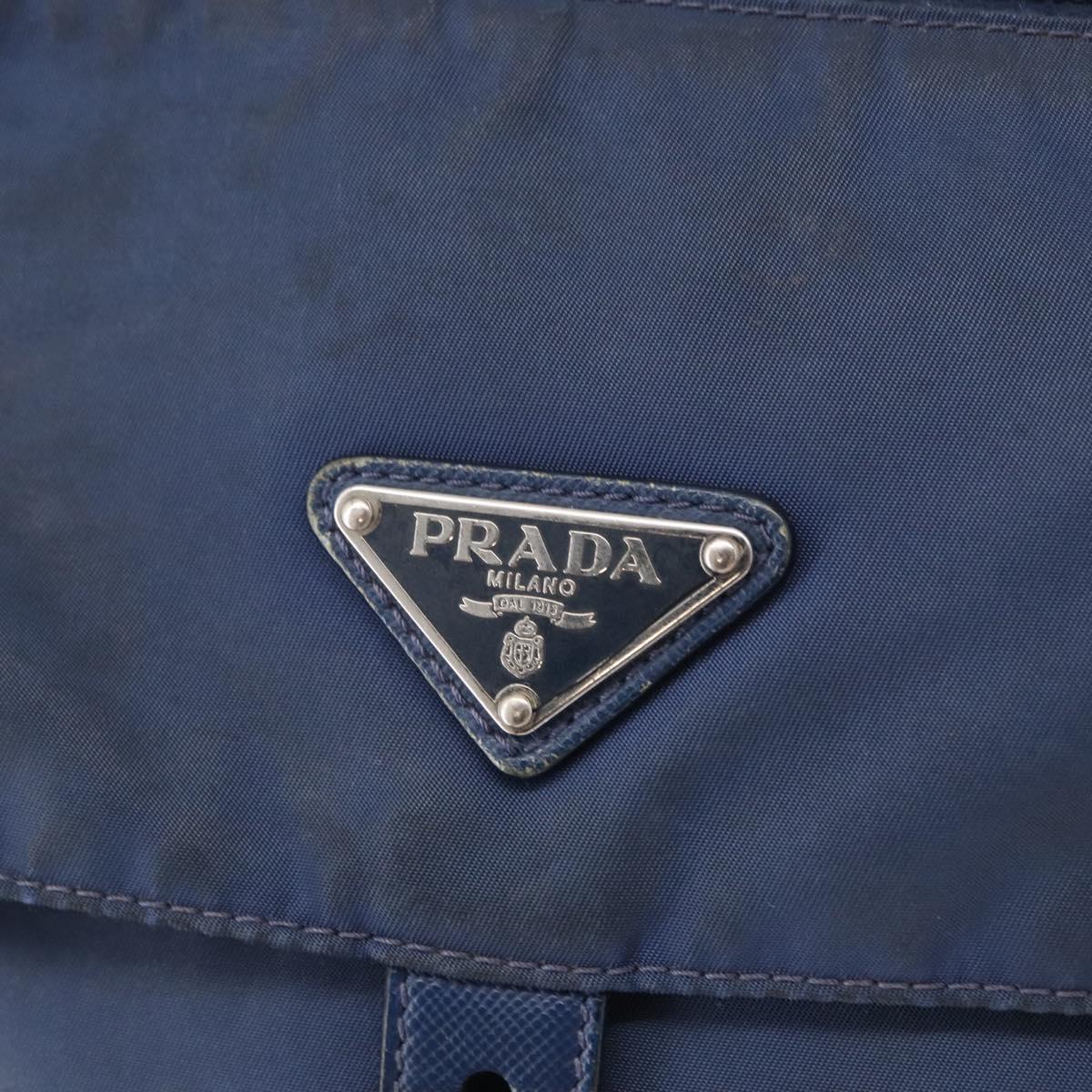 PRADA Shoulder Bag Nylon Navy Silver Auth mr1779