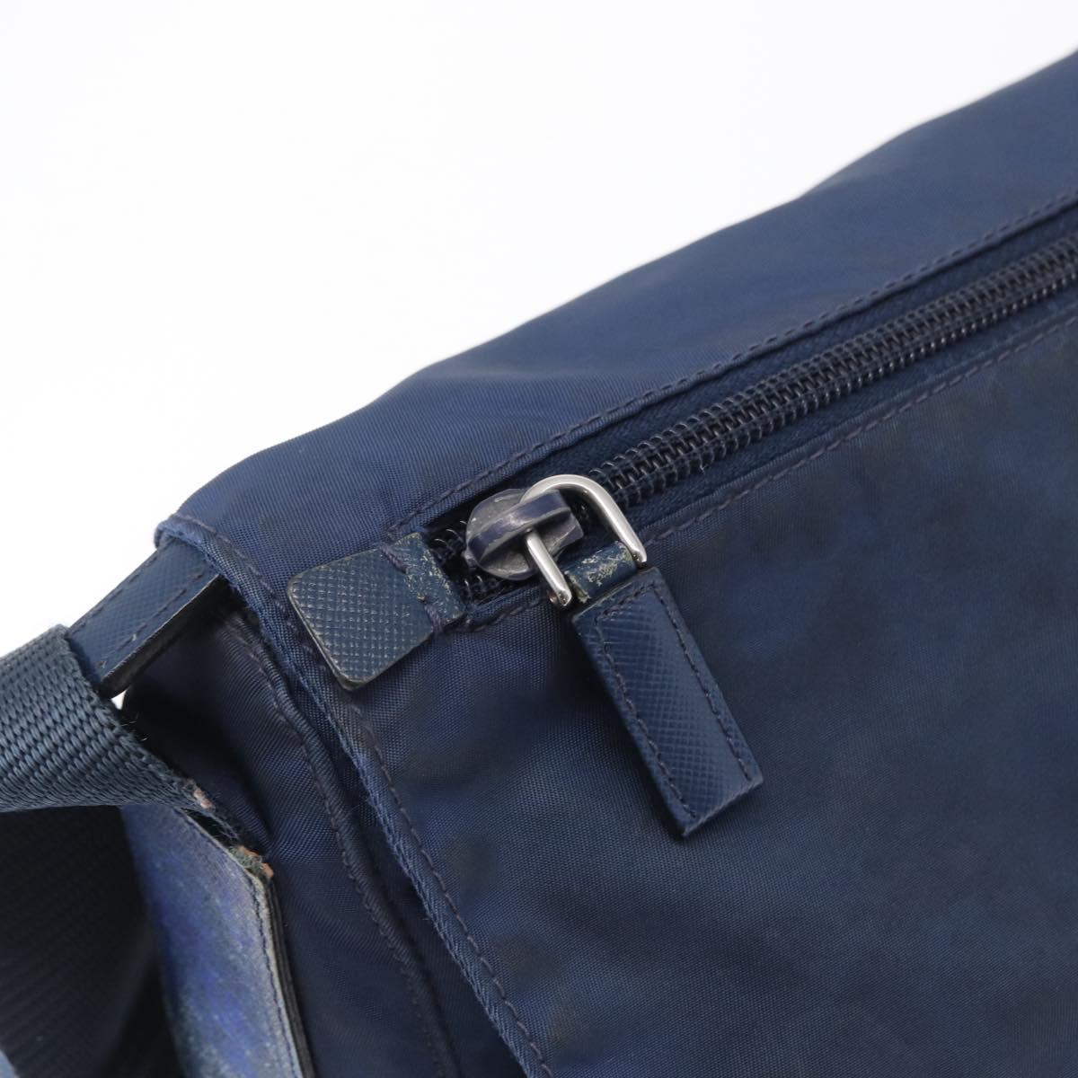 PRADA Shoulder Bag Nylon Navy Silver Auth mr1779