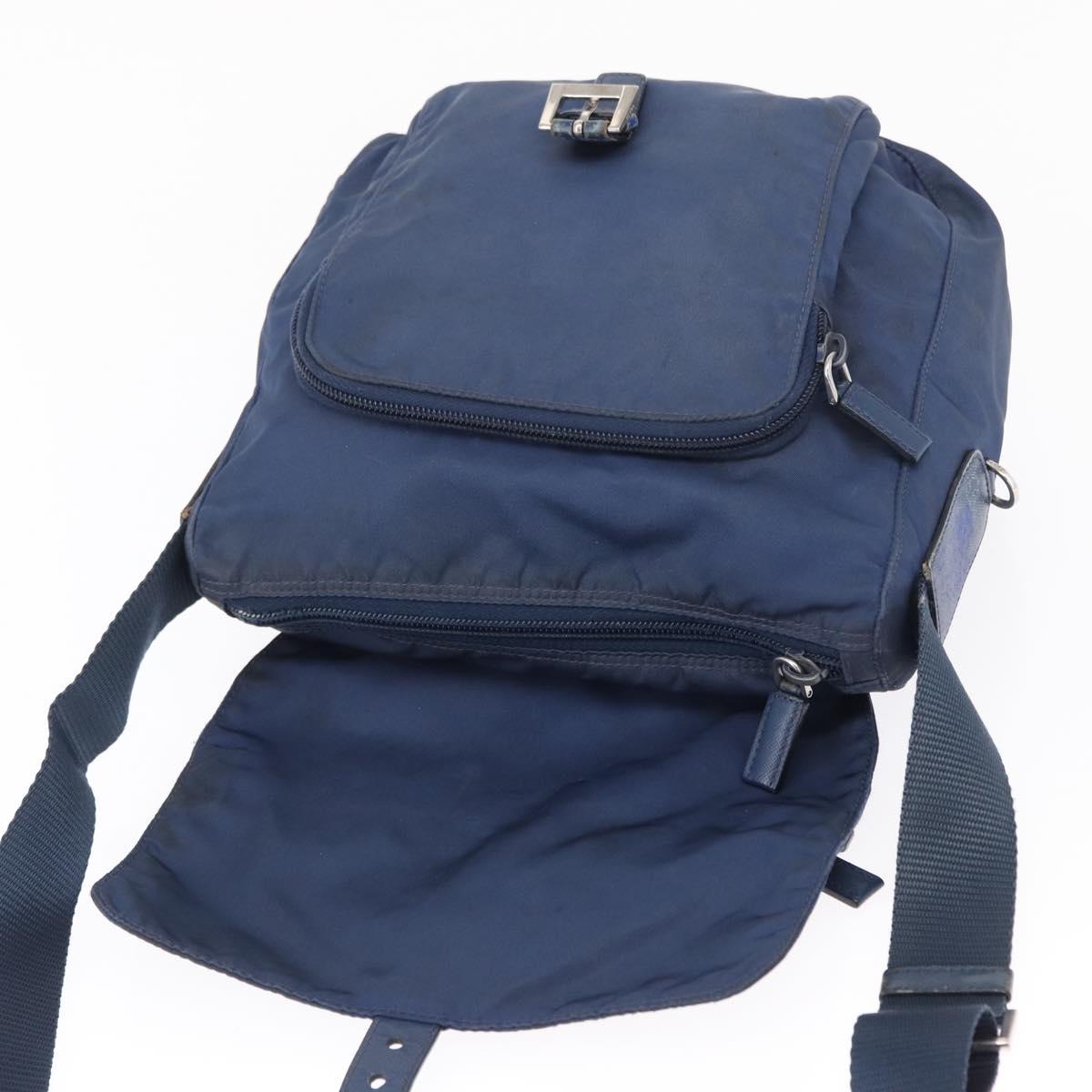 PRADA Shoulder Bag Nylon Navy Silver Auth mr1779