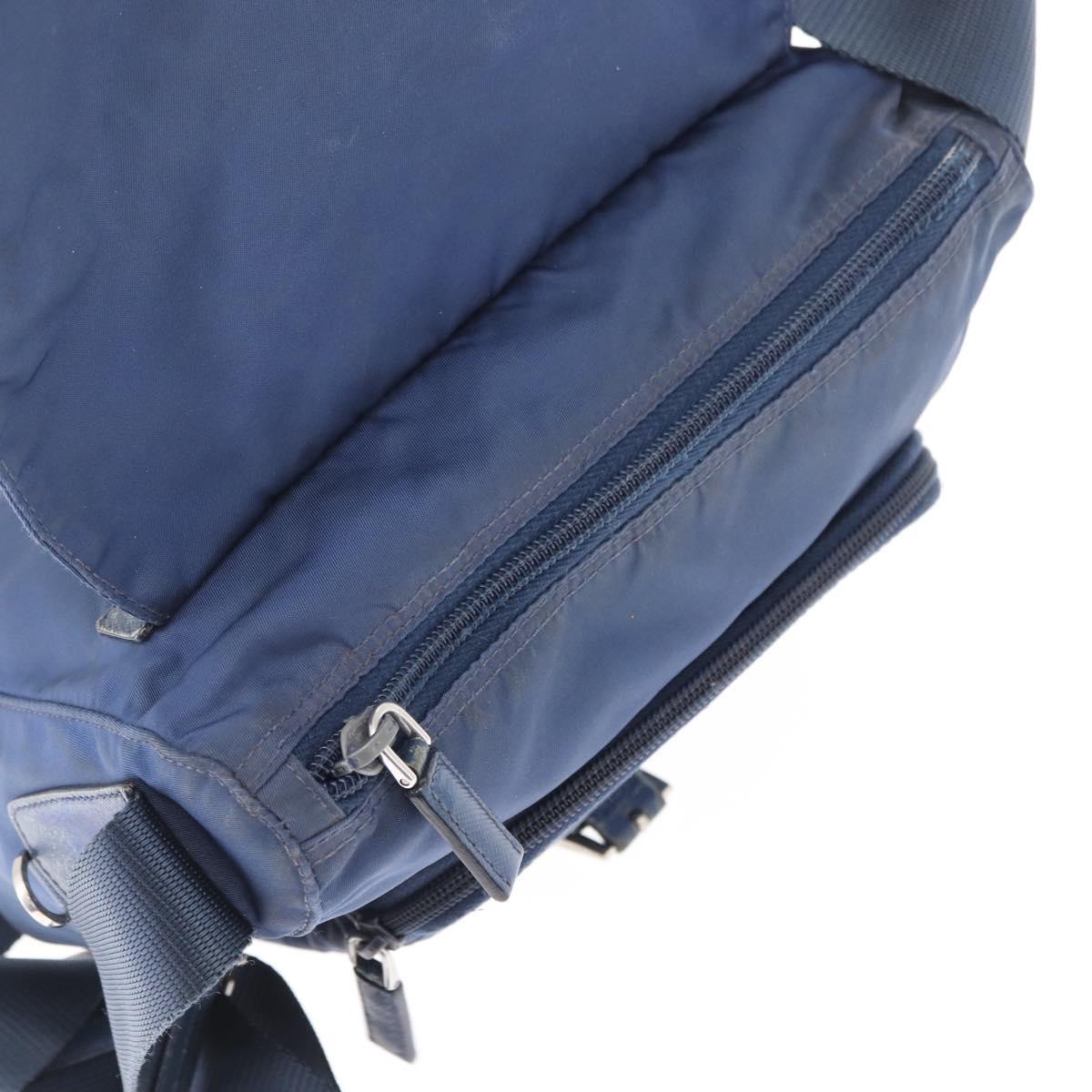 PRADA Shoulder Bag Nylon Navy Silver Auth mr1779