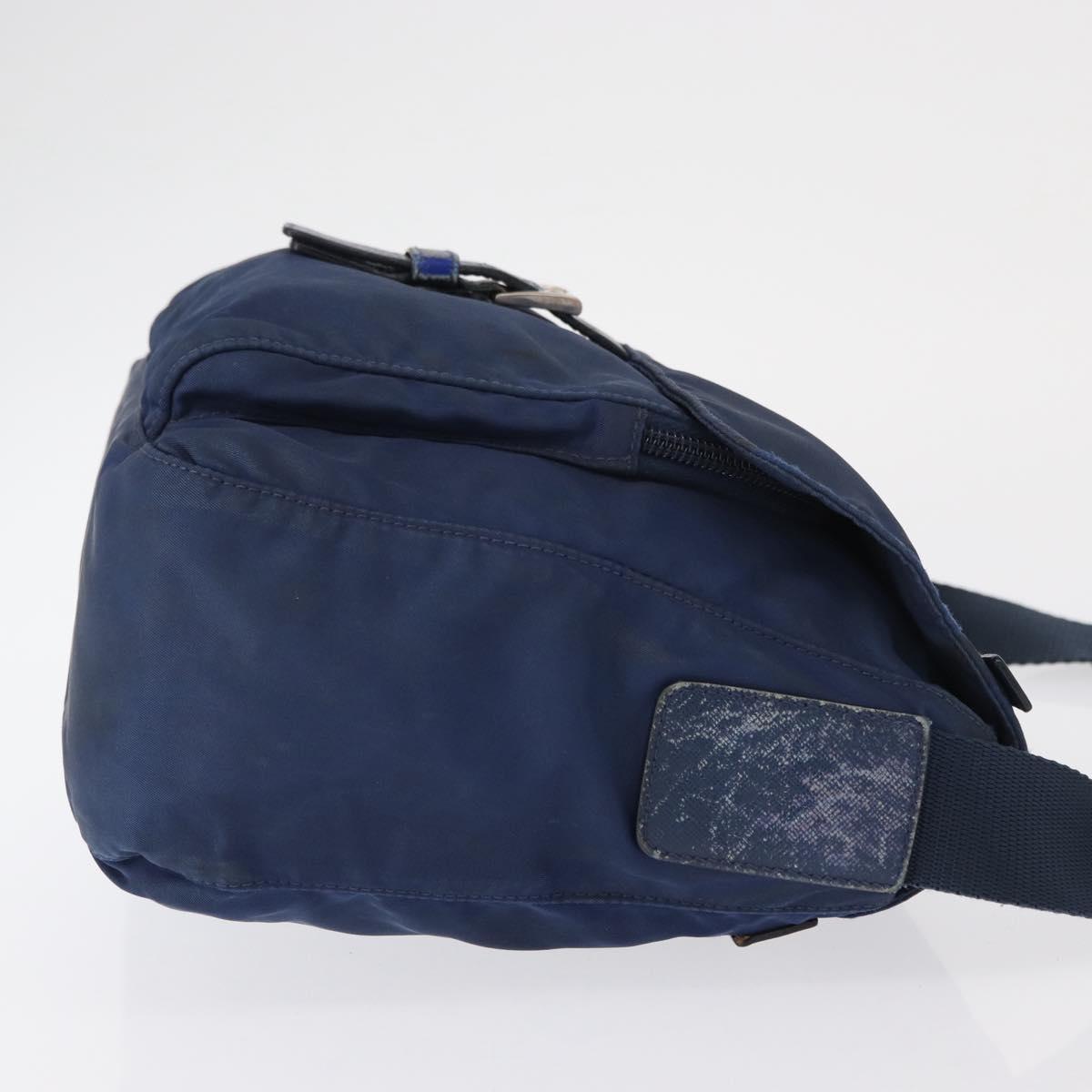 PRADA Shoulder Bag Nylon Navy Silver Auth mr1779