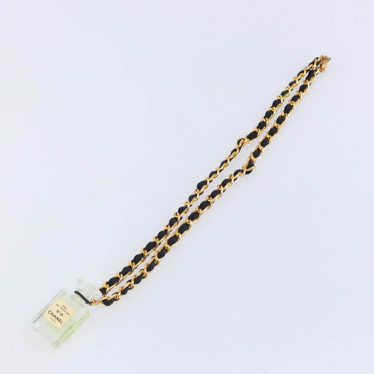 CHANEL Perfume Necklace metal Gold CC Auth mr1782