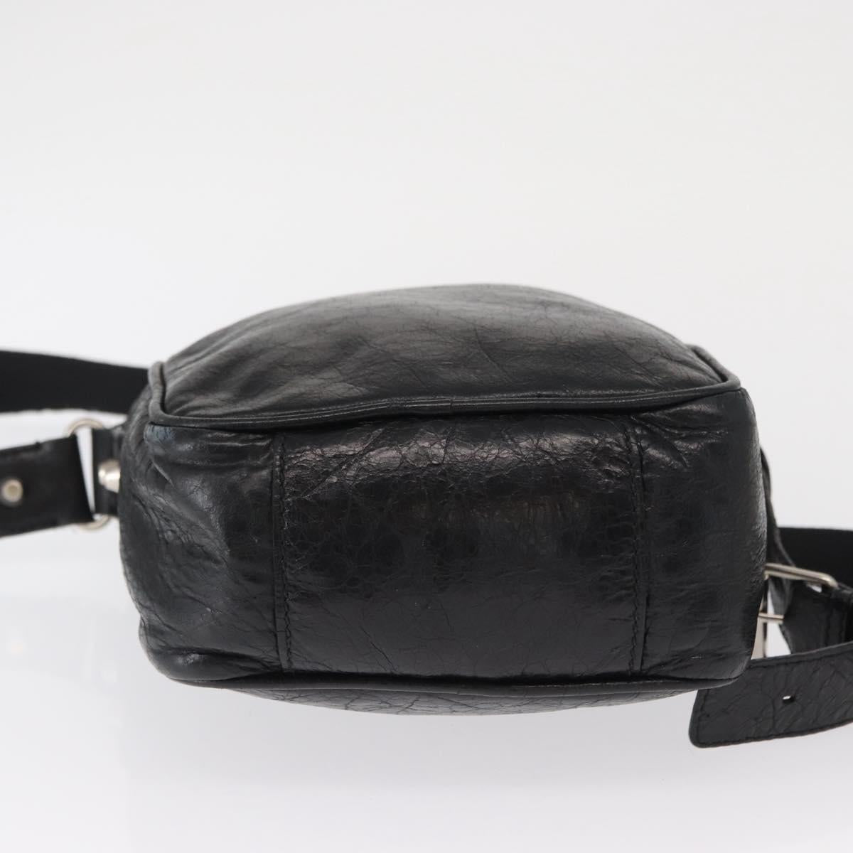 BALENCIAGA Classic Reporter Shoulder Bag Leather Black Auth mr1795