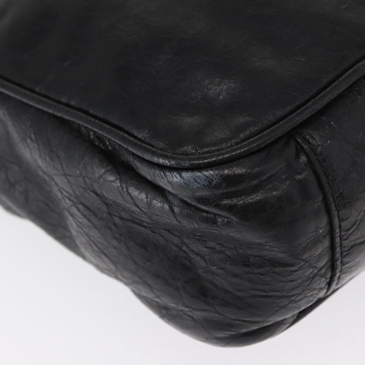 BALENCIAGA Classic Reporter Shoulder Bag Leather Black Auth mr1795