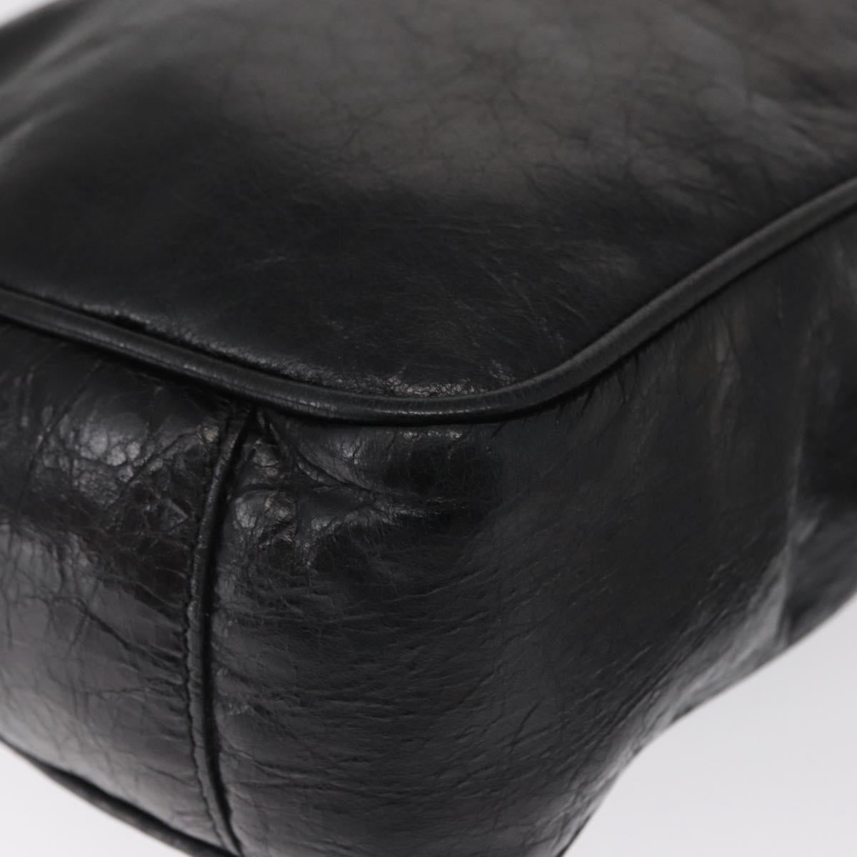 BALENCIAGA Classic Reporter Shoulder Bag Leather Black Auth mr1795