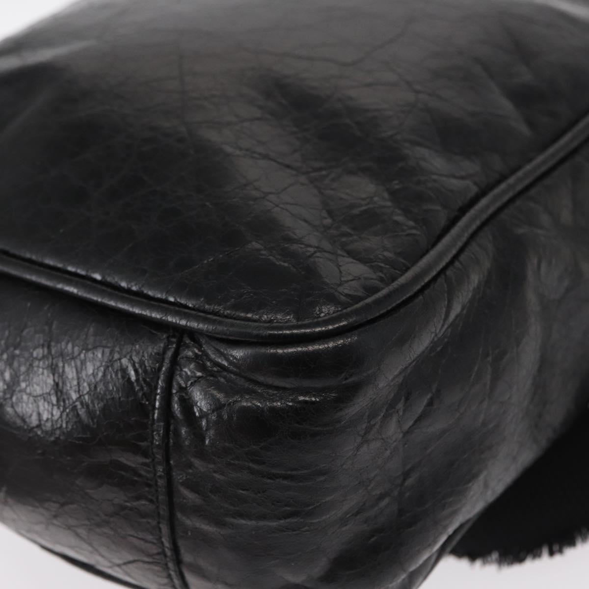 BALENCIAGA Classic Reporter Shoulder Bag Leather Black Auth mr1795