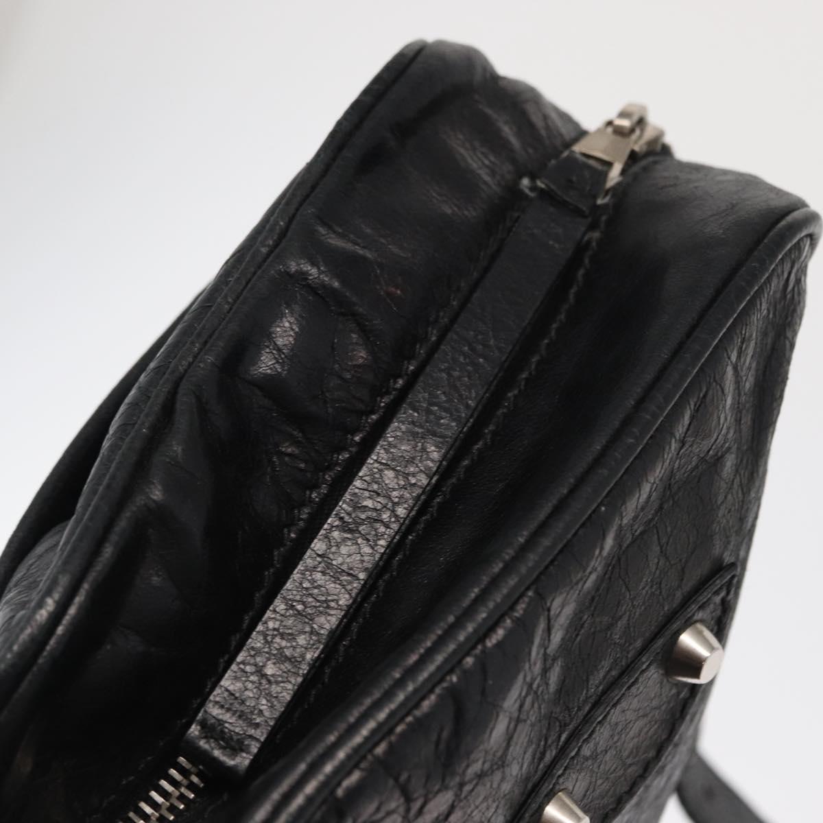 BALENCIAGA Classic Reporter Shoulder Bag Leather Black Auth mr1795