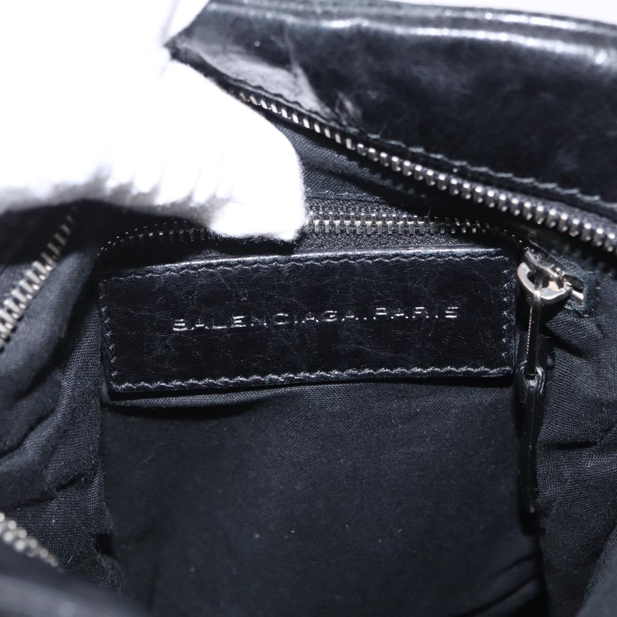 BALENCIAGA Classic Reporter Shoulder Bag Leather Black Auth mr1795