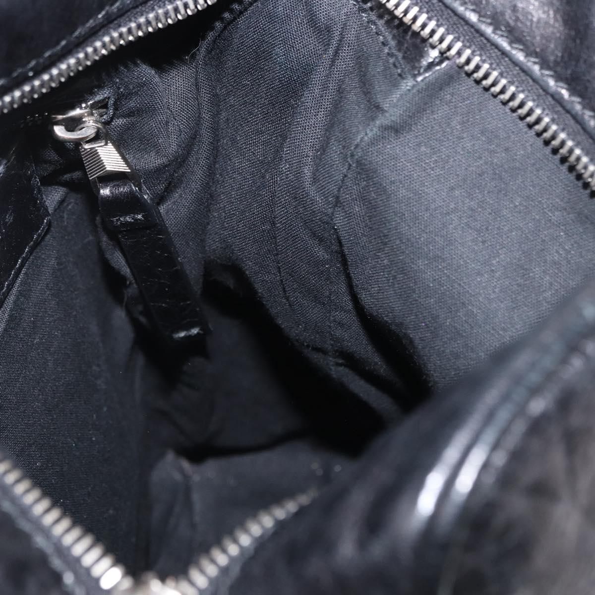 BALENCIAGA Classic Reporter Shoulder Bag Leather Black Auth mr1795