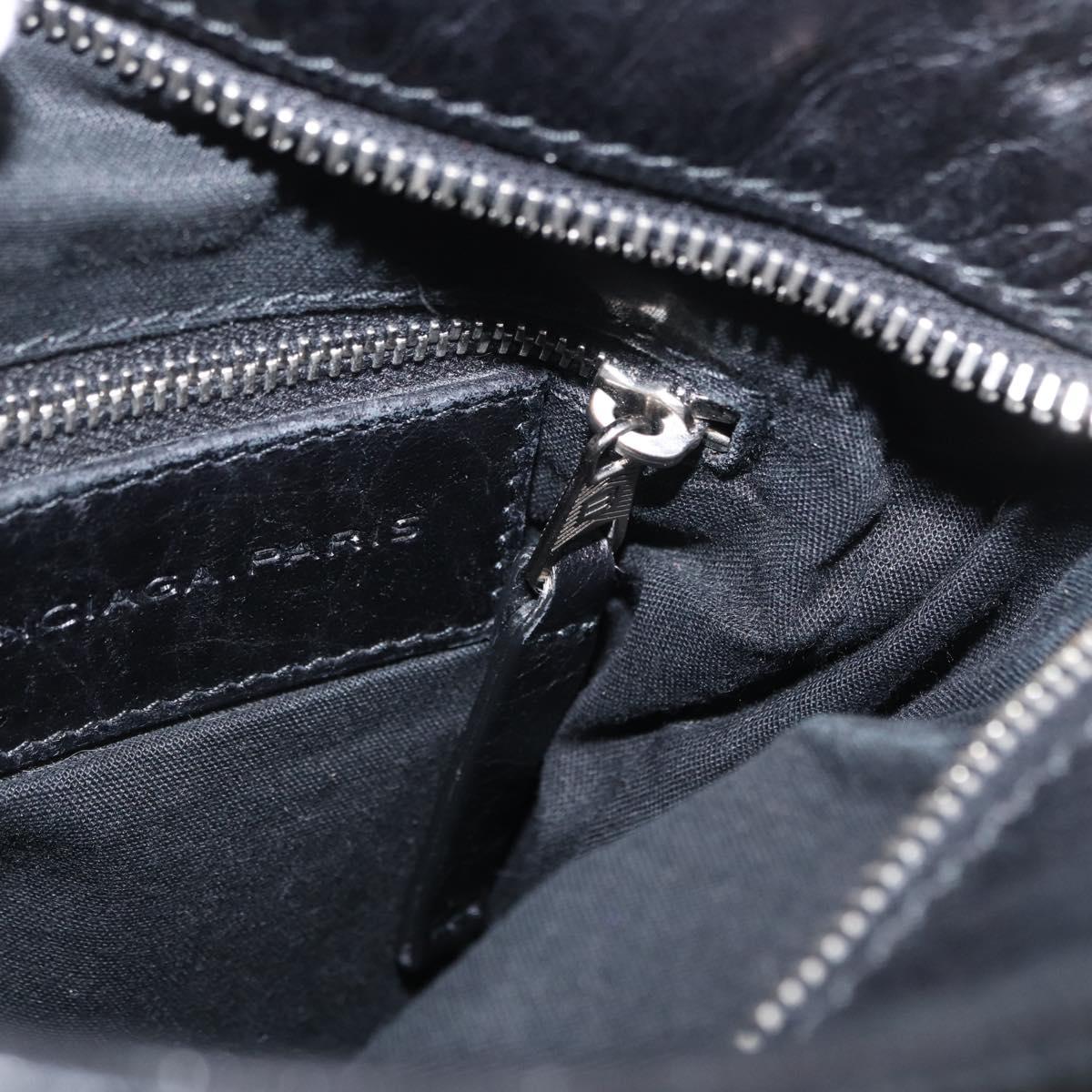 BALENCIAGA Classic Reporter Shoulder Bag Leather Black Auth mr1795