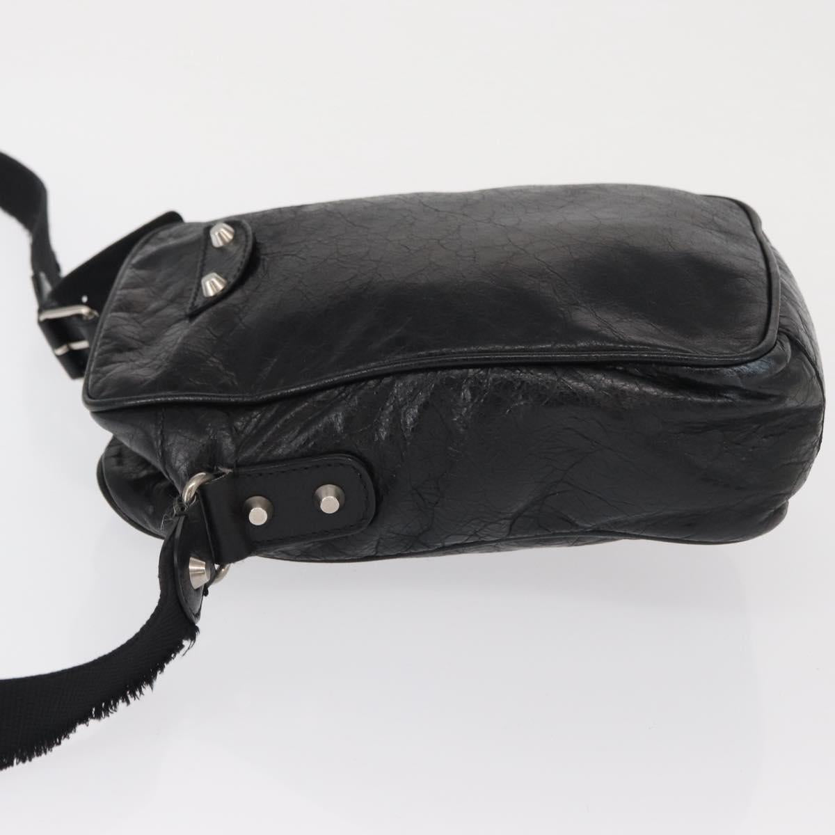 BALENCIAGA Classic Reporter Shoulder Bag Leather Black Auth mr1795