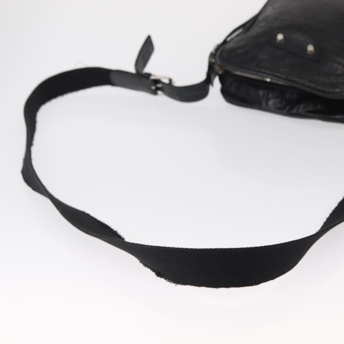 BALENCIAGA Classic Reporter Shoulder Bag Leather Black Auth mr1795