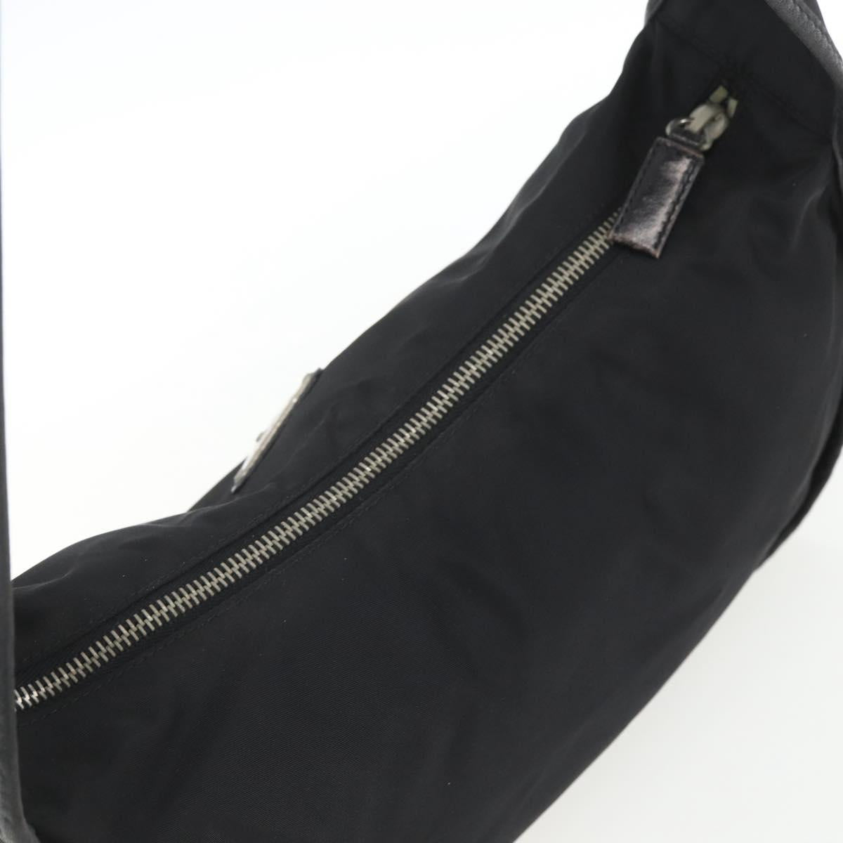 PRADA Accessory Pouch Nylon Black Silver Auth mr1799