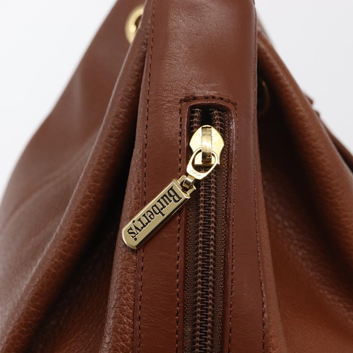 Burberrys Purse Shoulder Bag Leather Brown Gold Auth mr1802