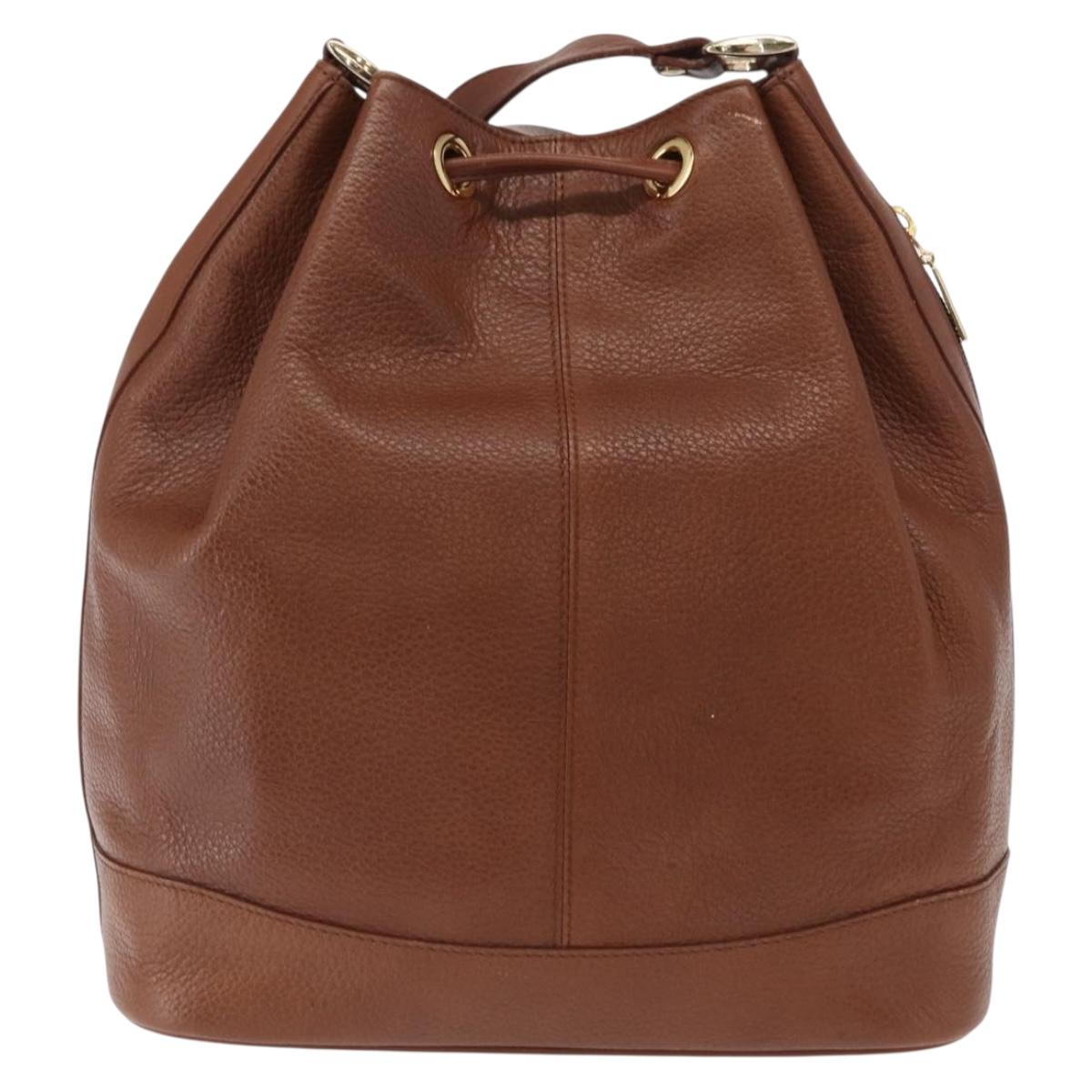 Burberrys Purse Shoulder Bag Leather Brown Gold Auth mr1802