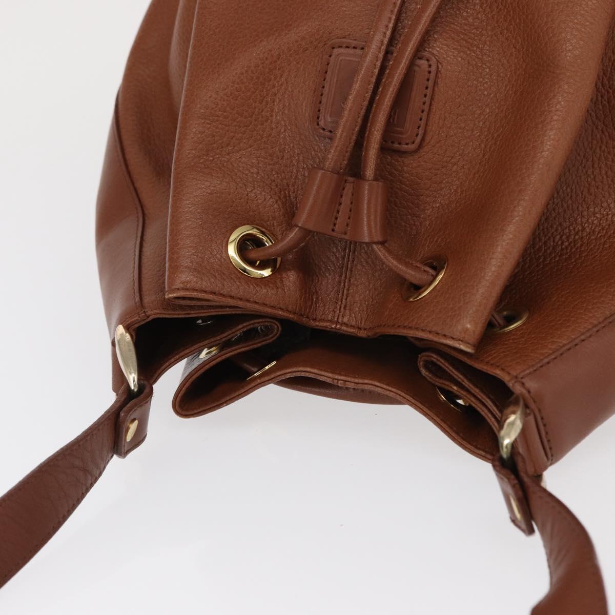 Burberrys Purse Shoulder Bag Leather Brown Gold Auth mr1802