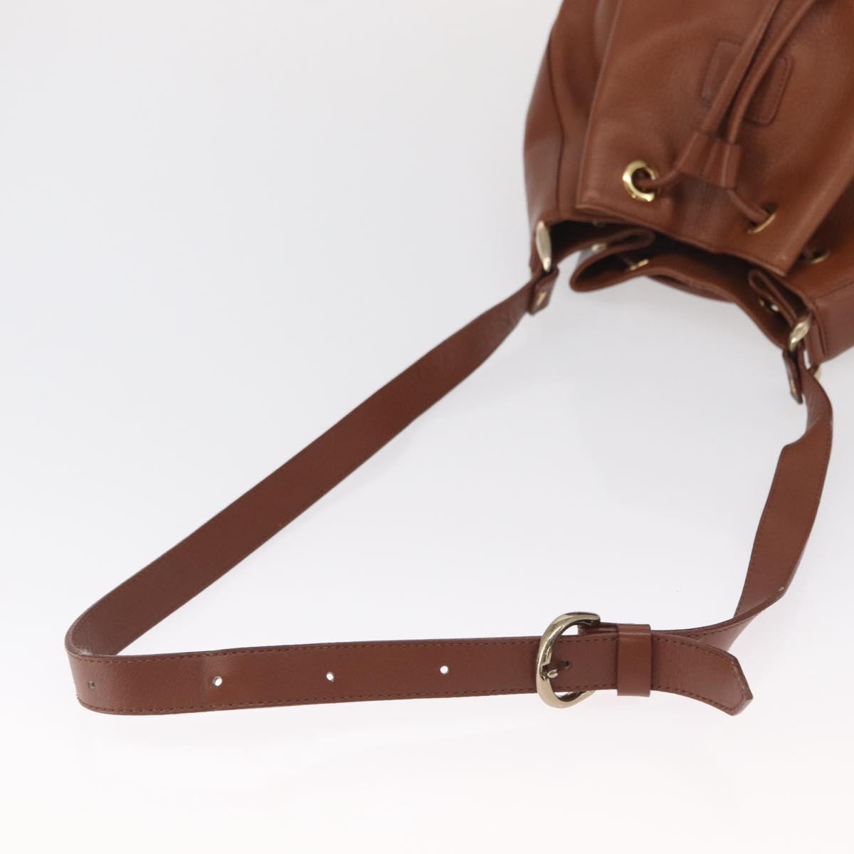 Burberrys Purse Shoulder Bag Leather Brown Gold Auth mr1802