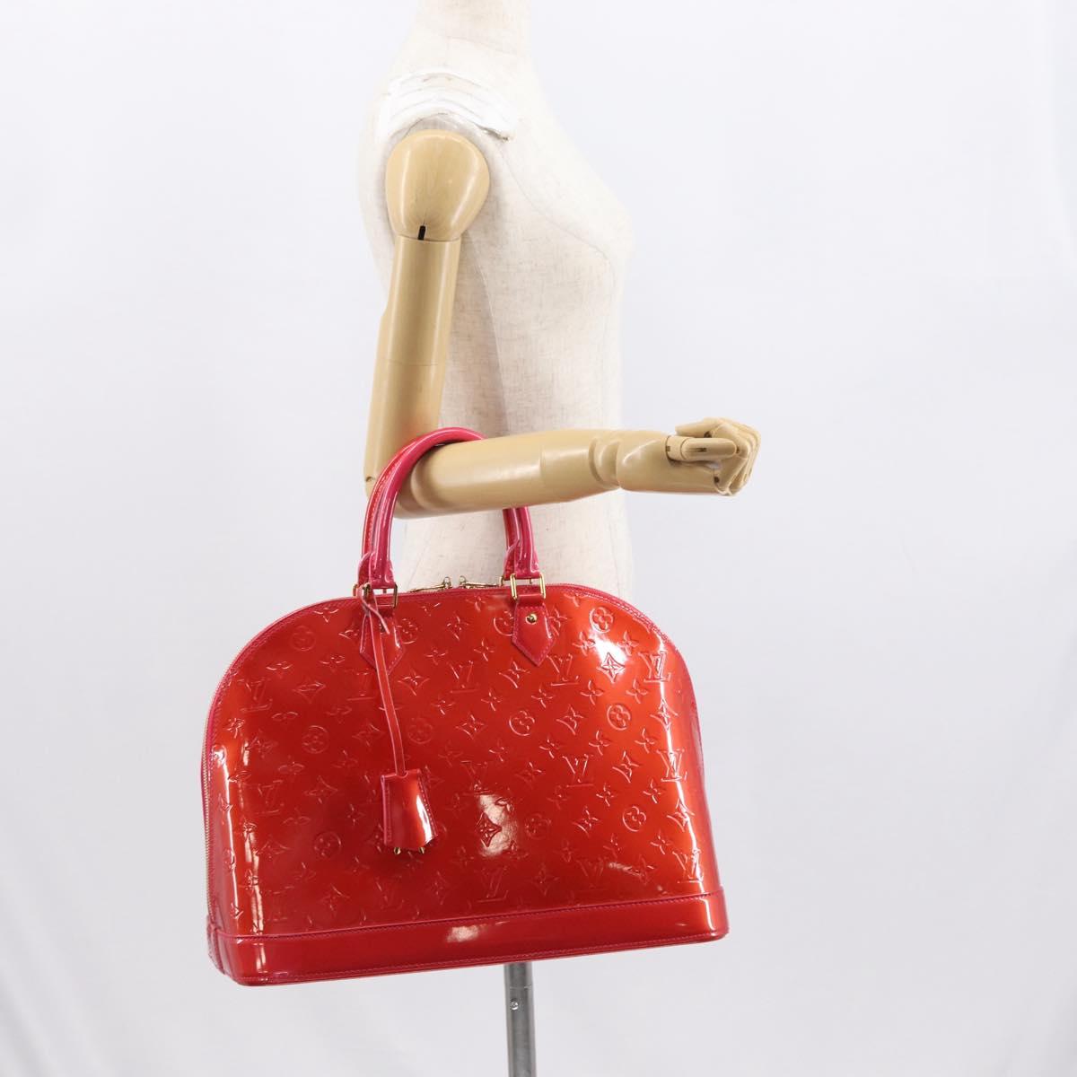 LOUIS VUITTON Monogram Vernis Alma GM Hand Bag Rose Pop M93625 LV Auth mr1803