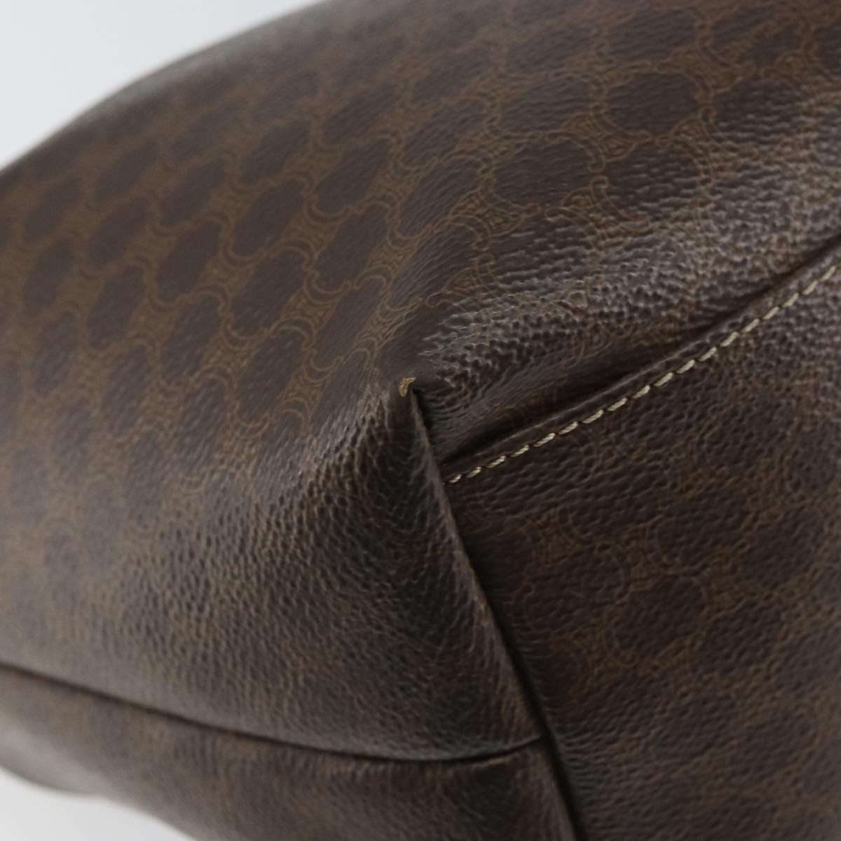 CELINE Macadam Canvas Accessory Pouch PVC Brown Gold Auth mr1813