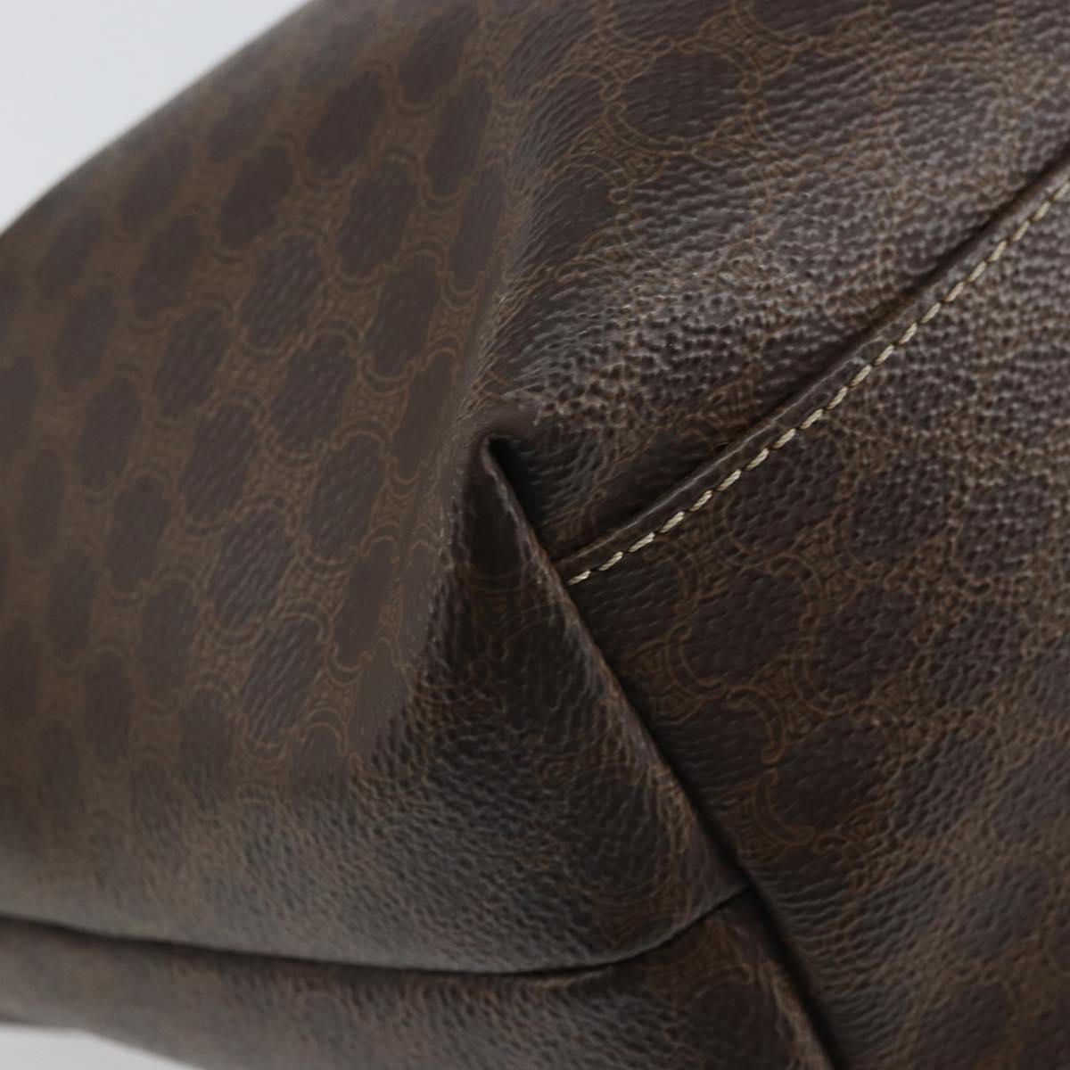 CELINE Macadam Canvas Accessory Pouch PVC Brown Gold Auth mr1813