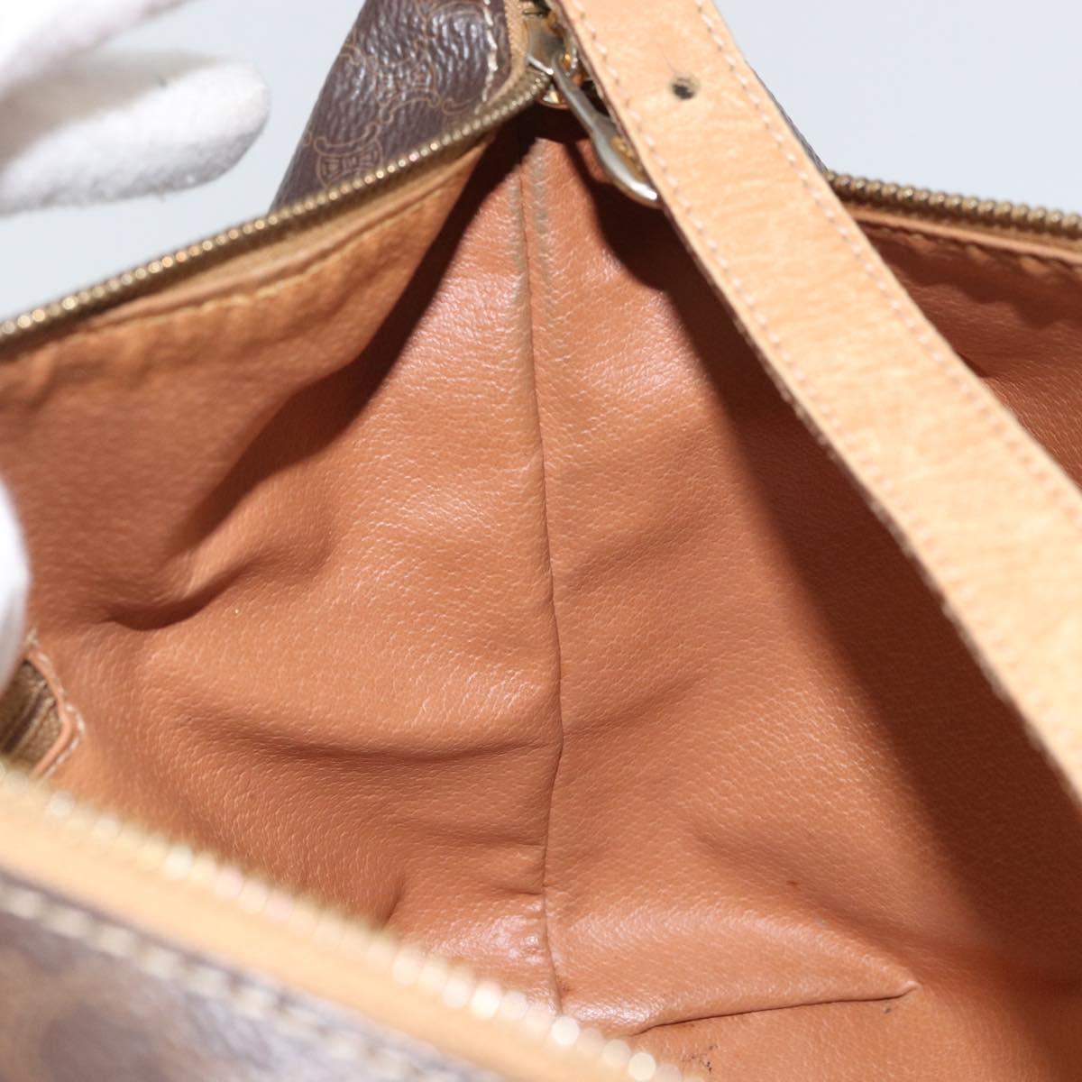 CELINE Macadam Canvas Accessory Pouch PVC Brown Gold Auth mr1813