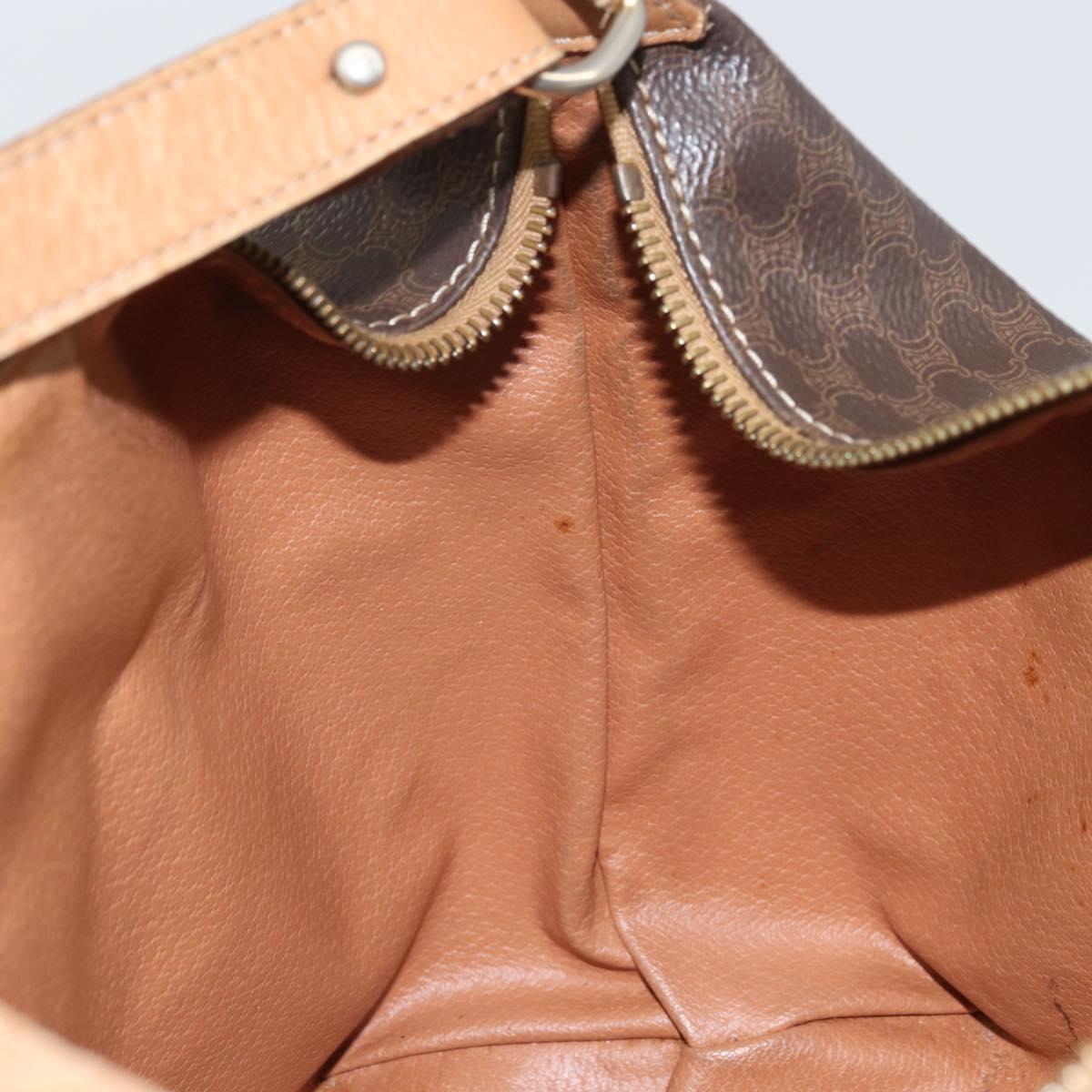 CELINE Macadam Canvas Accessory Pouch PVC Brown Gold Auth mr1813