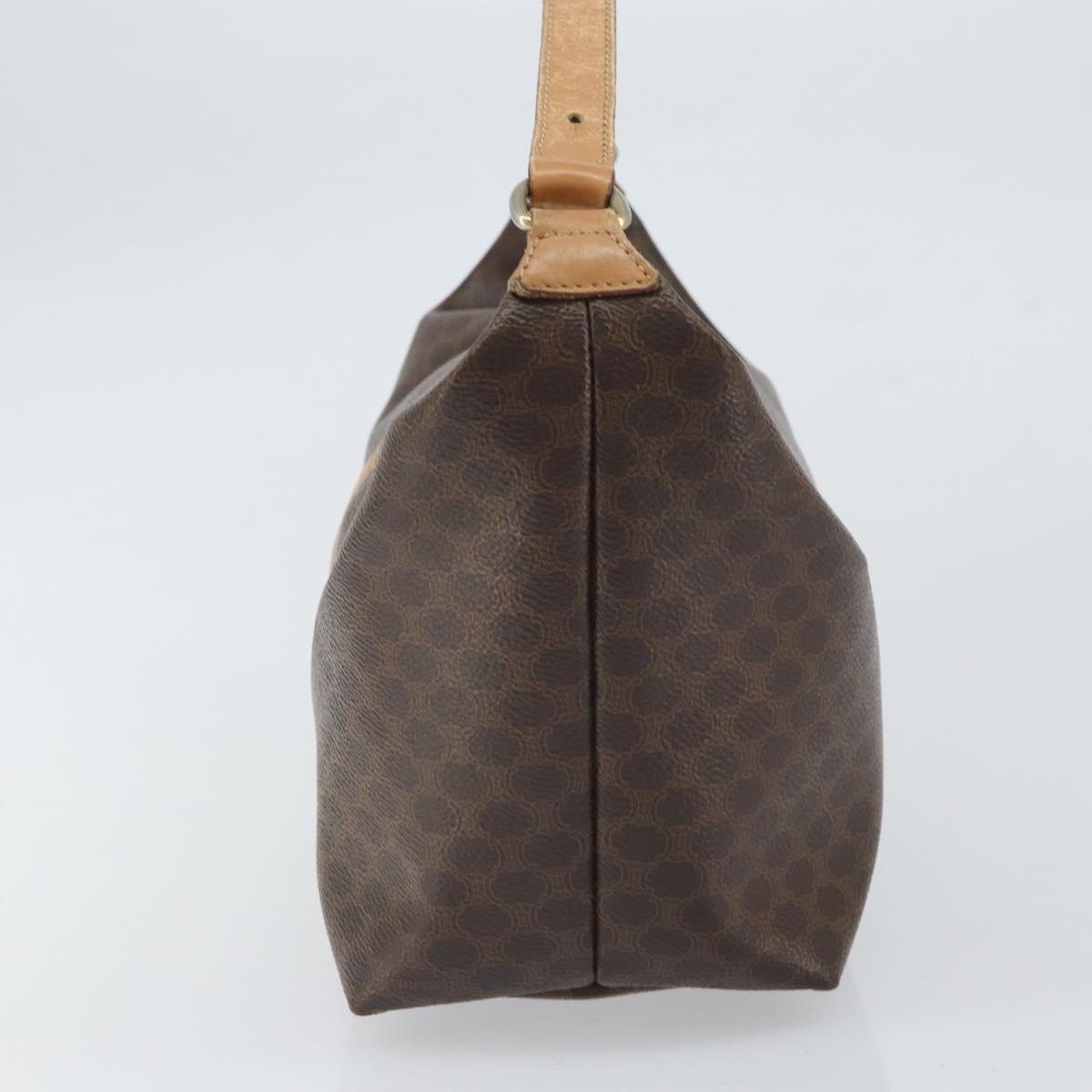 CELINE Macadam Canvas Accessory Pouch PVC Brown Gold Auth mr1813