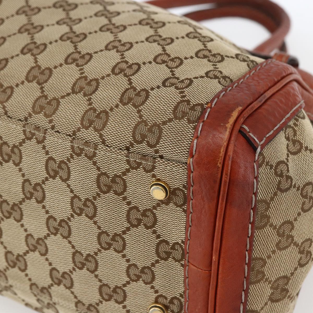 GUCCI GG Canvas Hand Bag Beige Gold 247183 Auth mr1815