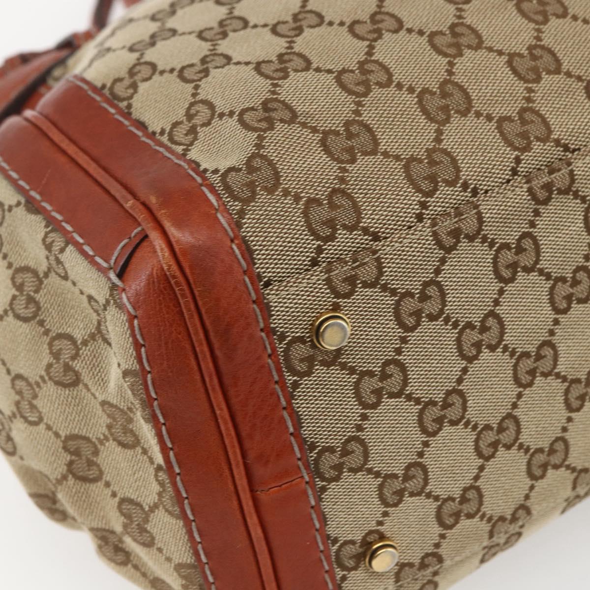 GUCCI GG Canvas Hand Bag Beige Gold 247183 Auth mr1815