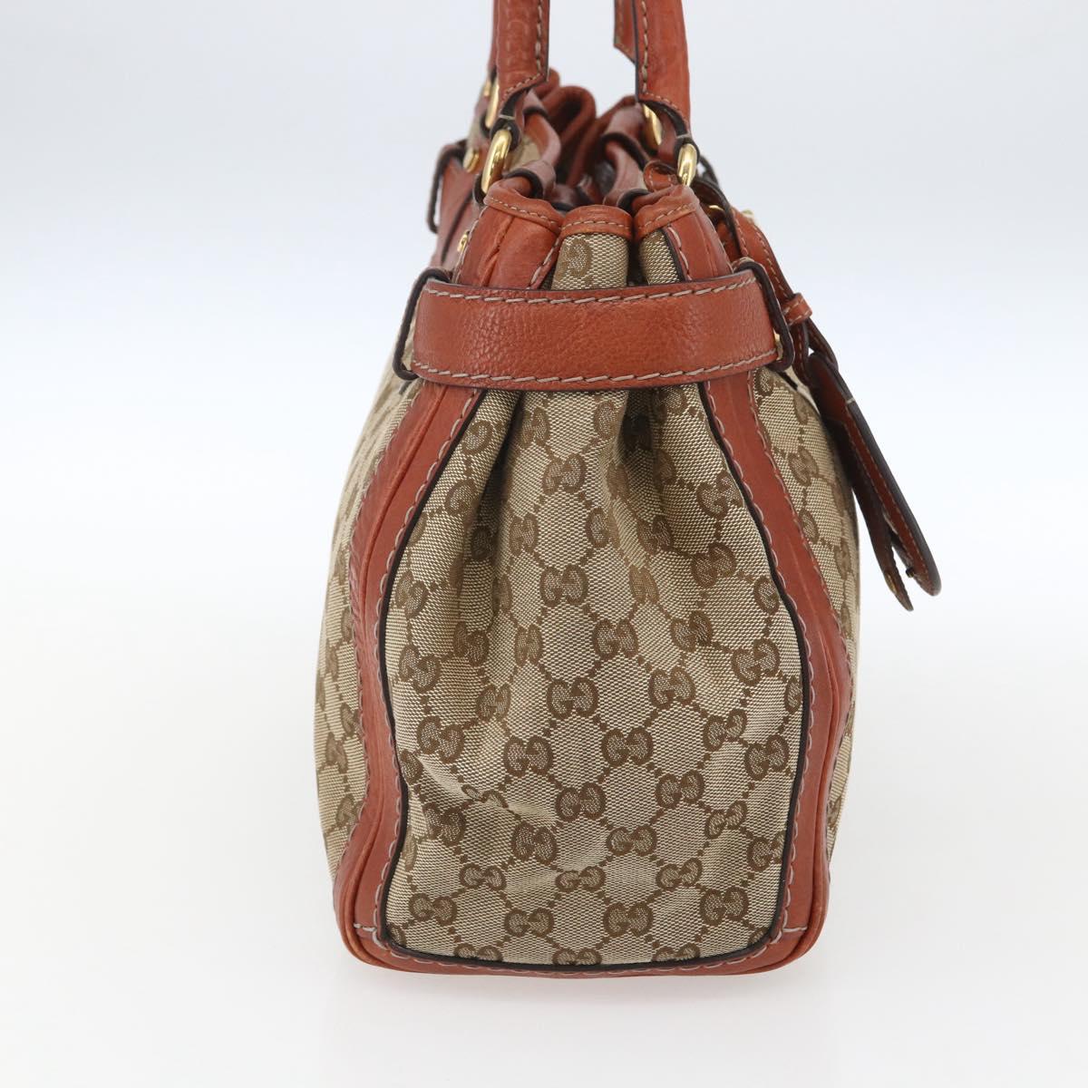 GUCCI GG Canvas Hand Bag Beige Gold 247183 Auth mr1815