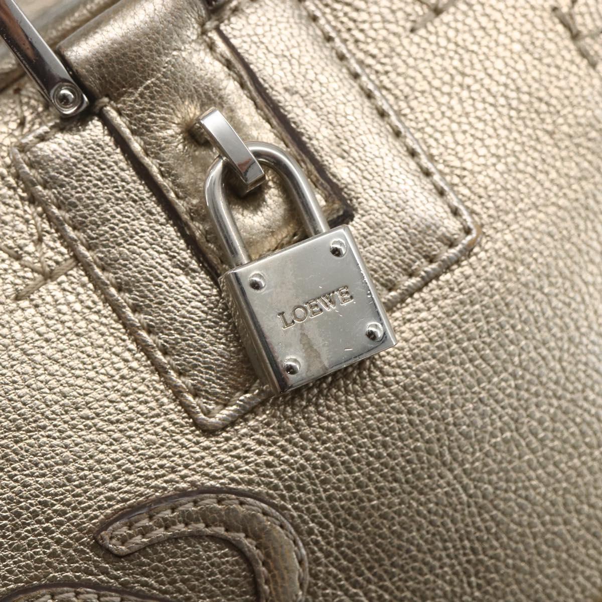 LOEWE Anagram Americana 28 Hand Bag Leather Gold Auth mr1819