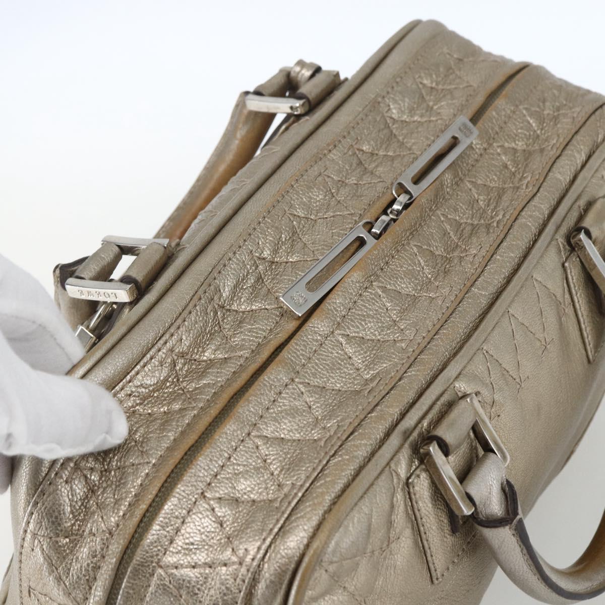 LOEWE Anagram Americana 28 Hand Bag Leather Gold Auth mr1819
