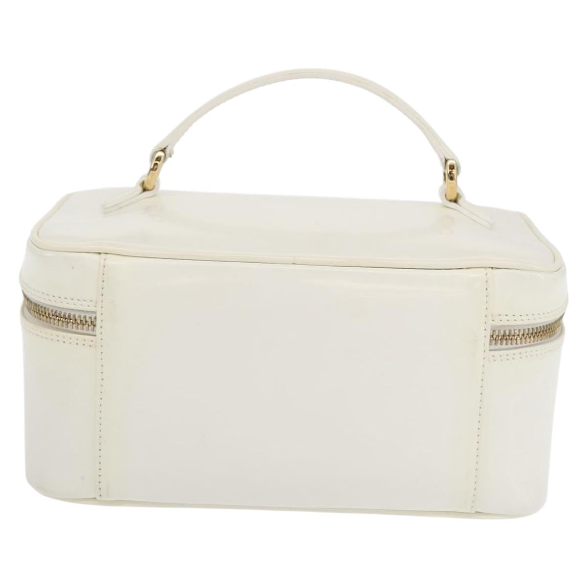 GUCCI Vanity Cosmetic Pouch Leather White Gold 032 1956 0150 Auth mr1827