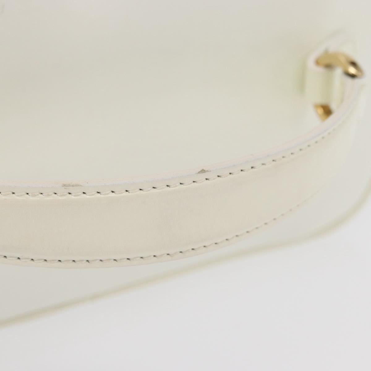 GUCCI Vanity Cosmetic Pouch Leather White Gold 032 1956 0150 Auth mr1827