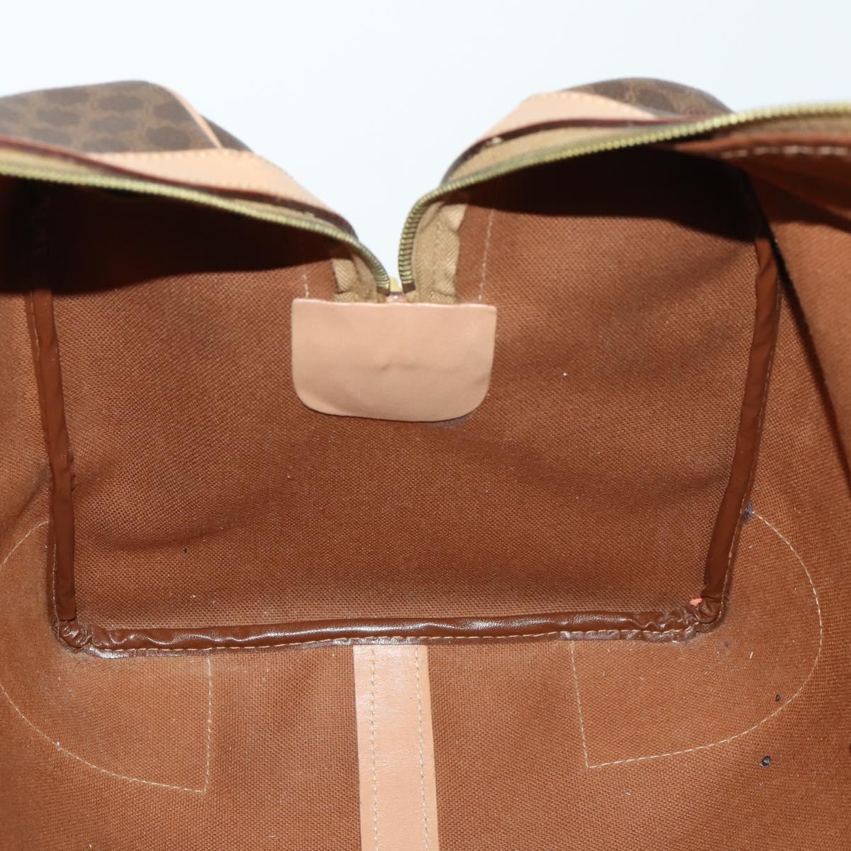 CELINE Macadam Canvas Boston Bag PVC Leather Brown Gold Auth mr1830