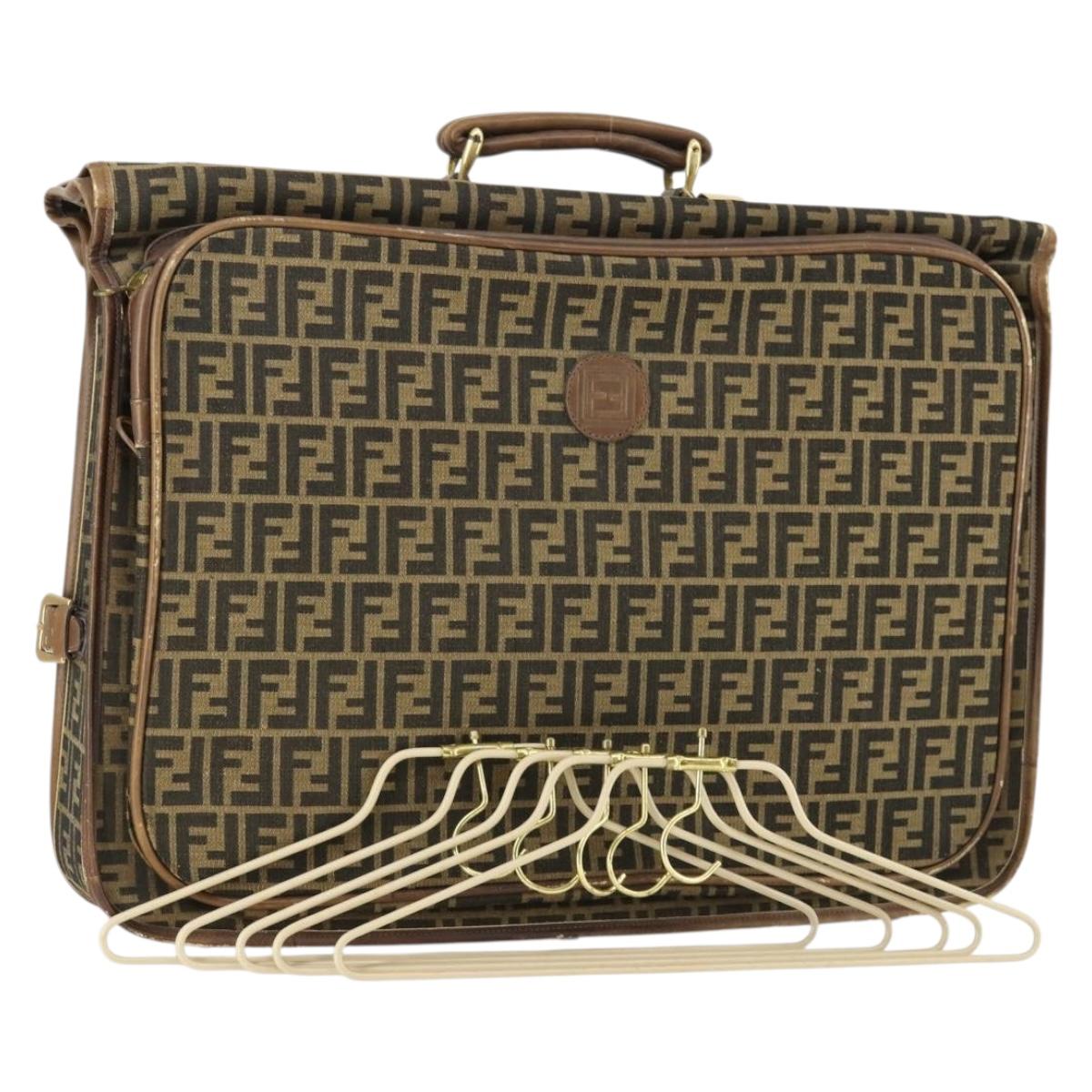 FENDI Zucca Canvas Garment Cover Brown Black gold Auth mr1832