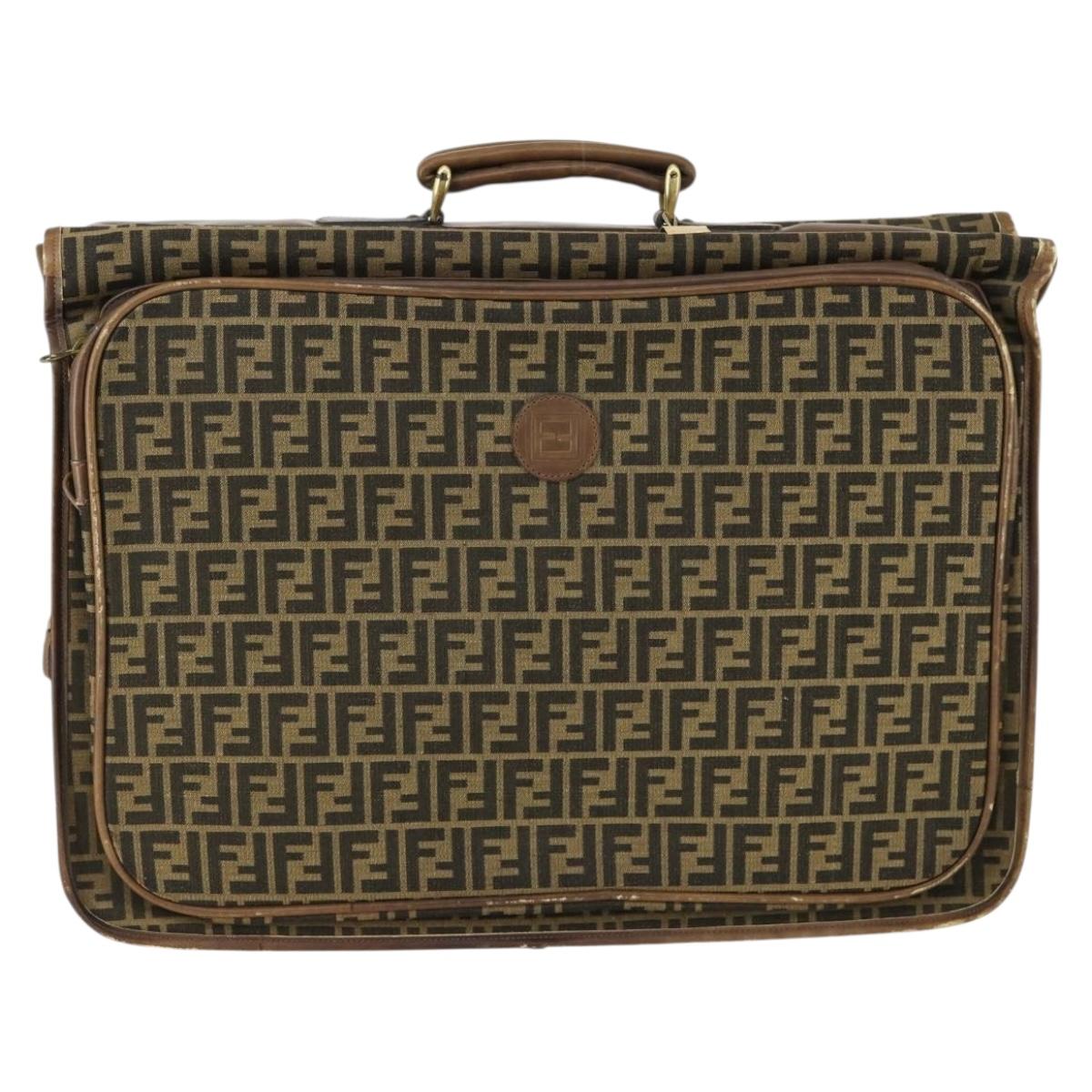 FENDI Zucca Canvas Garment Cover Brown Black gold Auth mr1832