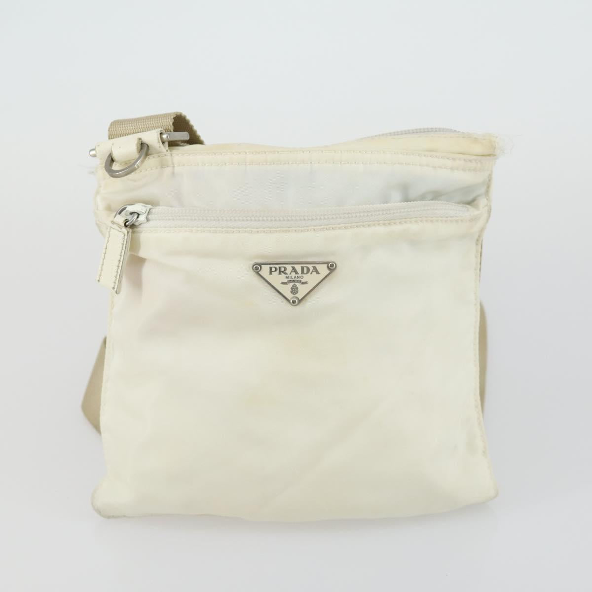 PRADA Shoulder Bag Nylon 2 Set White Beige Auth mr1838