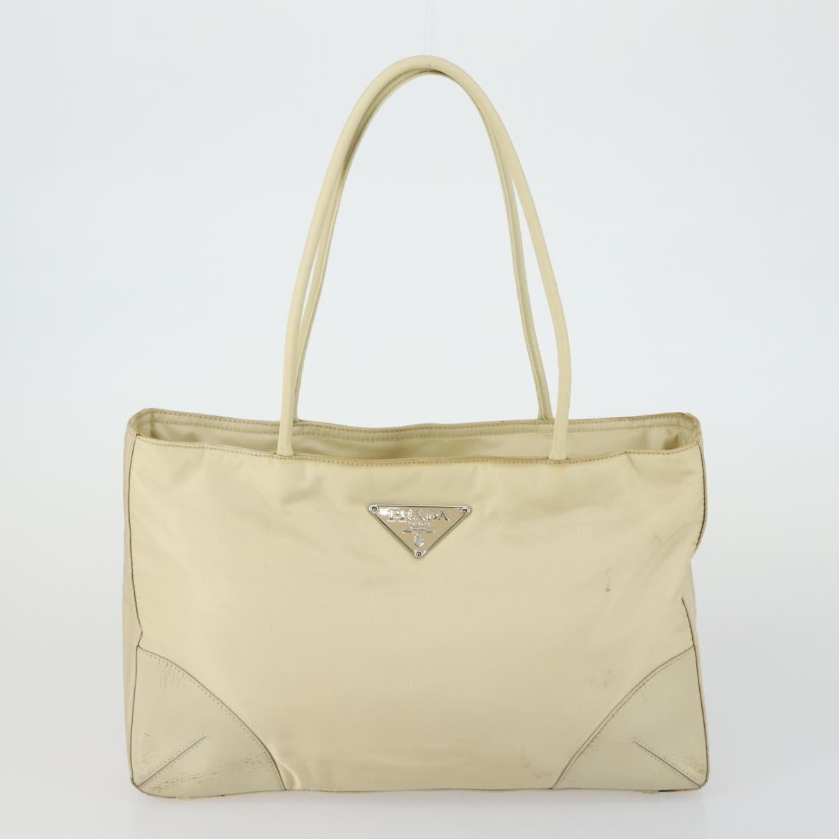 PRADA Shoulder Bag Nylon 2 Set White Beige Auth mr1838