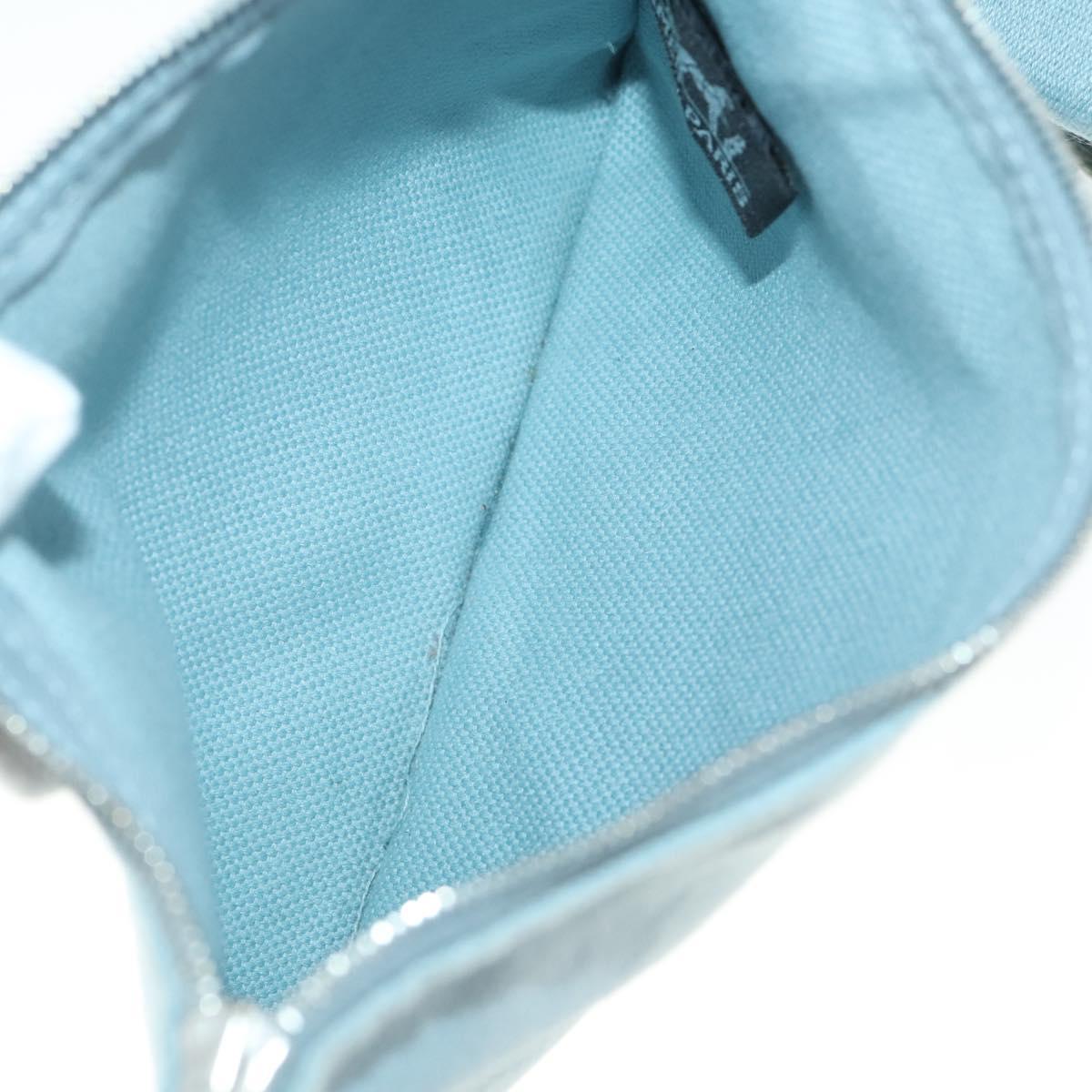 HERMES Bora Bora MM Hand Bag Canvas 2 Set Baby Blue Silver Auth mr1842