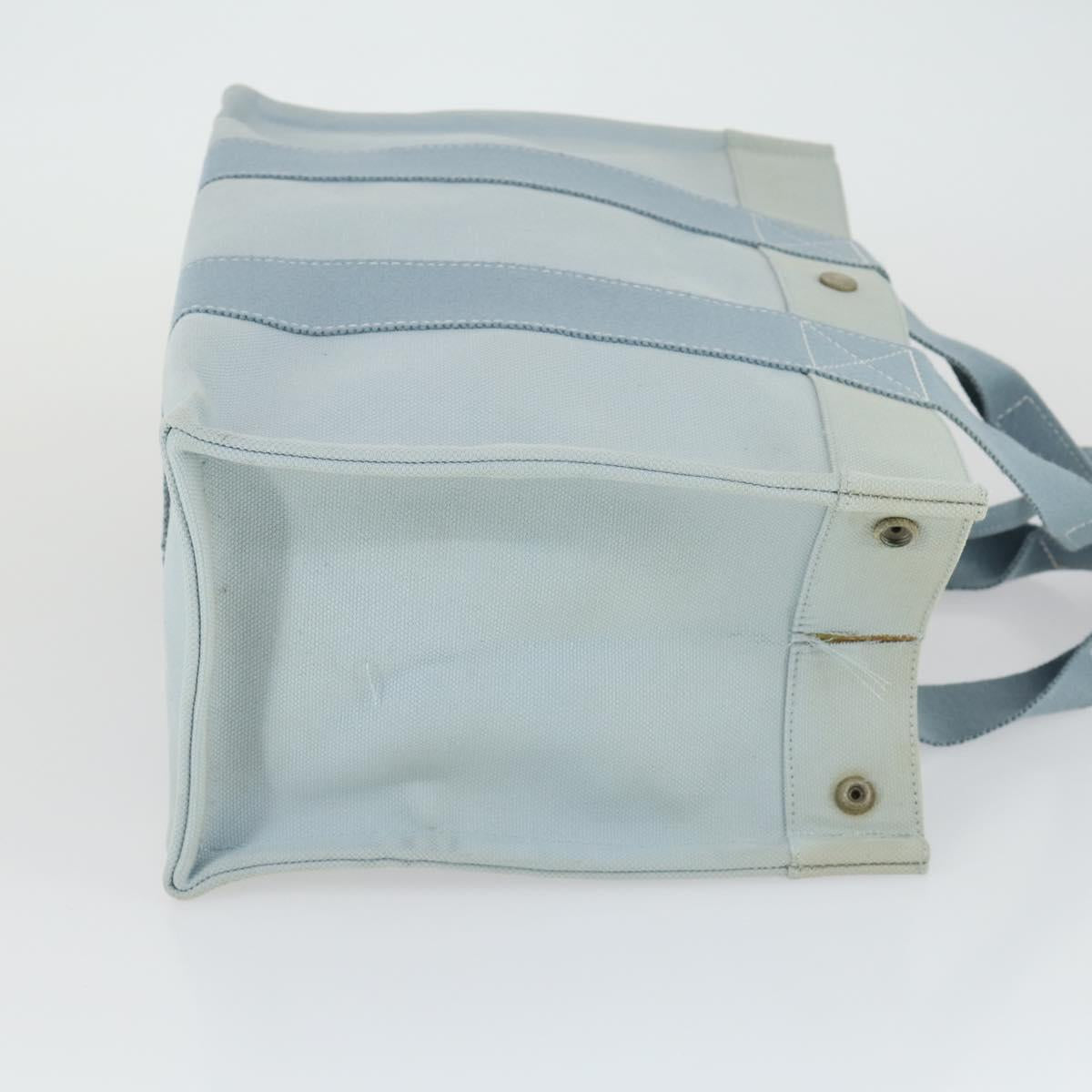 HERMES Bora Bora MM Hand Bag Canvas 2 Set Baby Blue Silver Auth mr1842