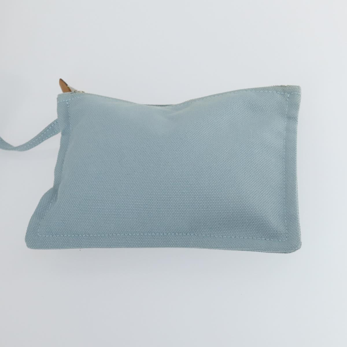 HERMES Bora Bora MM Hand Bag Canvas 2 Set Baby Blue Silver Auth mr1842