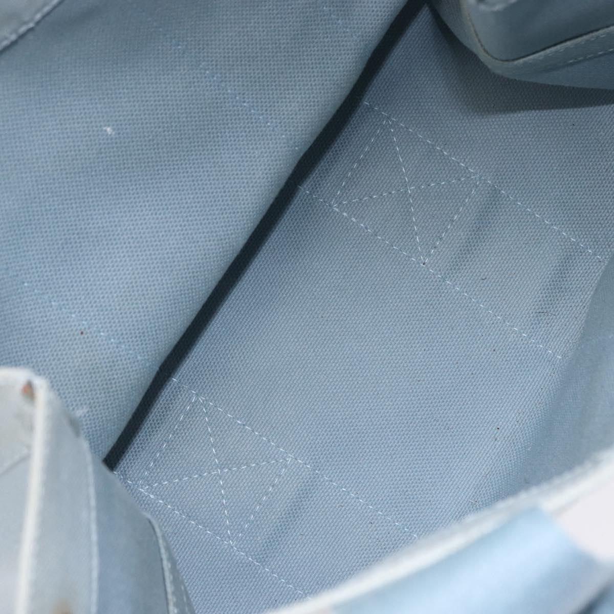 HERMES Bora Bora MM Hand Bag Canvas 2 Set Baby Blue Silver Auth mr1842