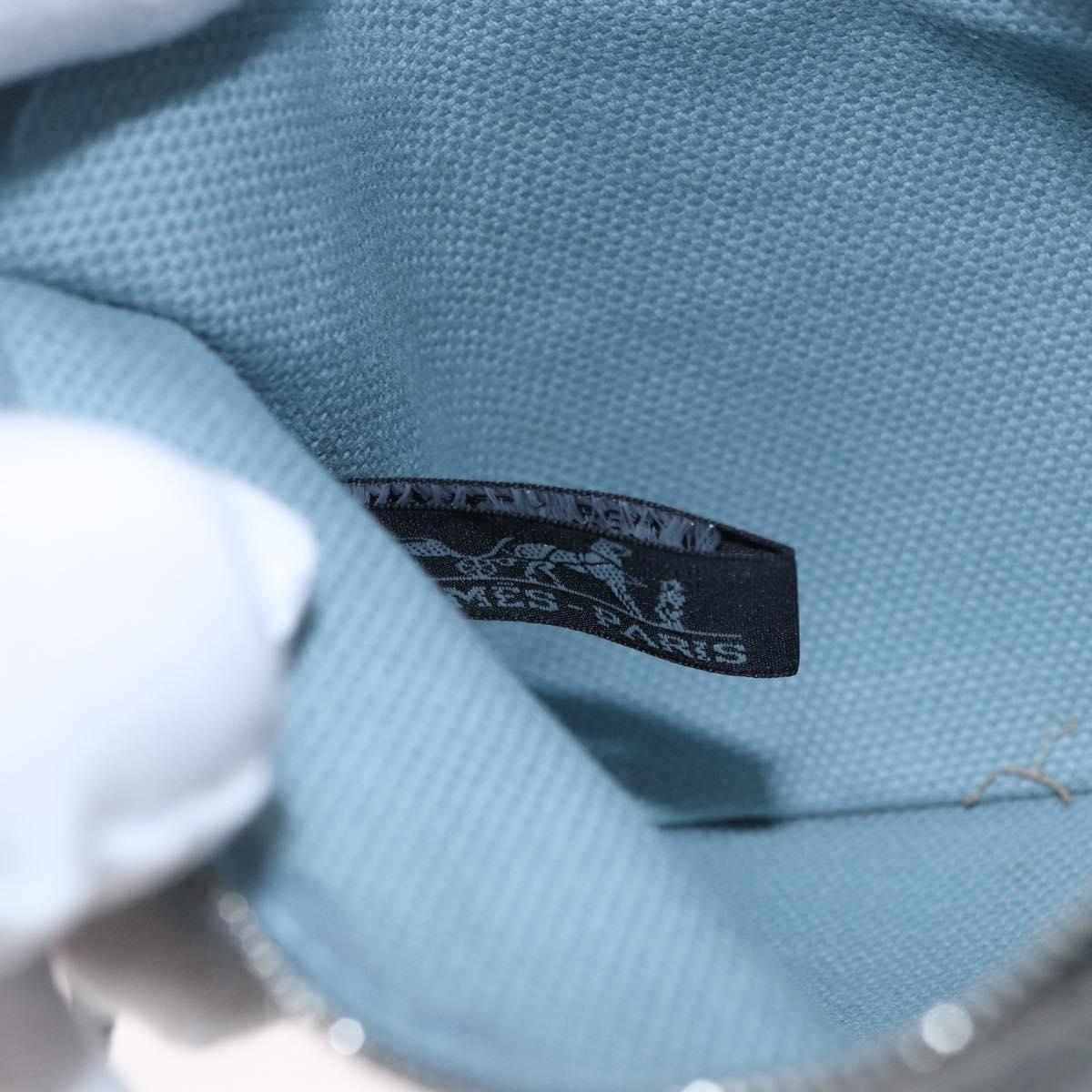 HERMES Bora Bora MM Hand Bag Canvas 2 Set Baby Blue Silver Auth mr1842