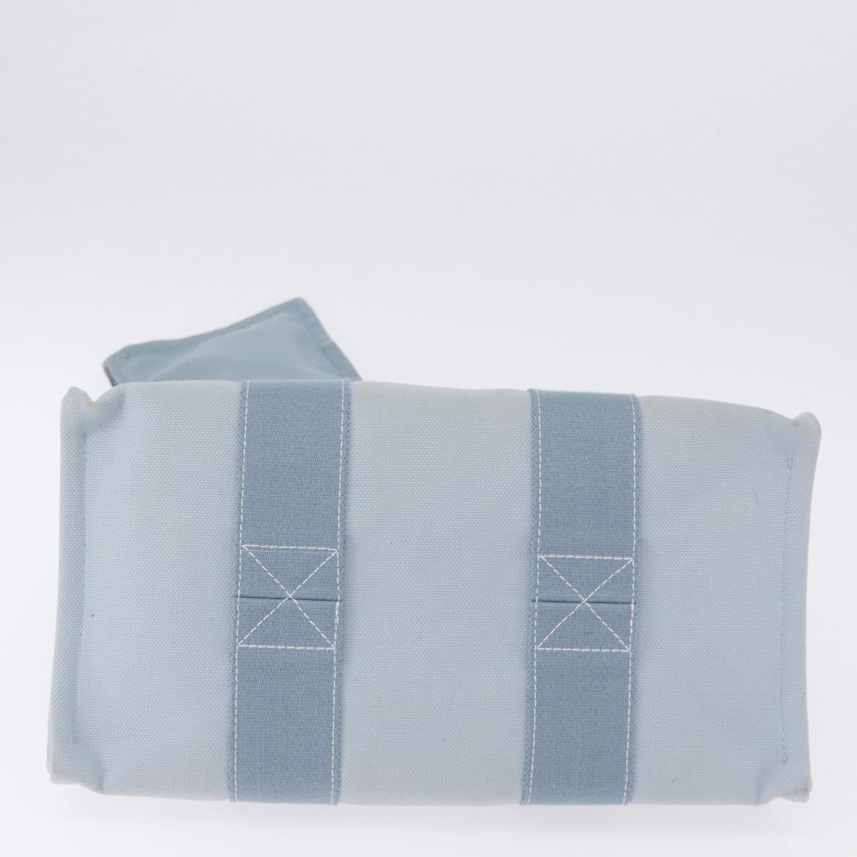 HERMES Bora Bora MM Hand Bag Canvas 2 Set Baby Blue Silver Auth mr1842