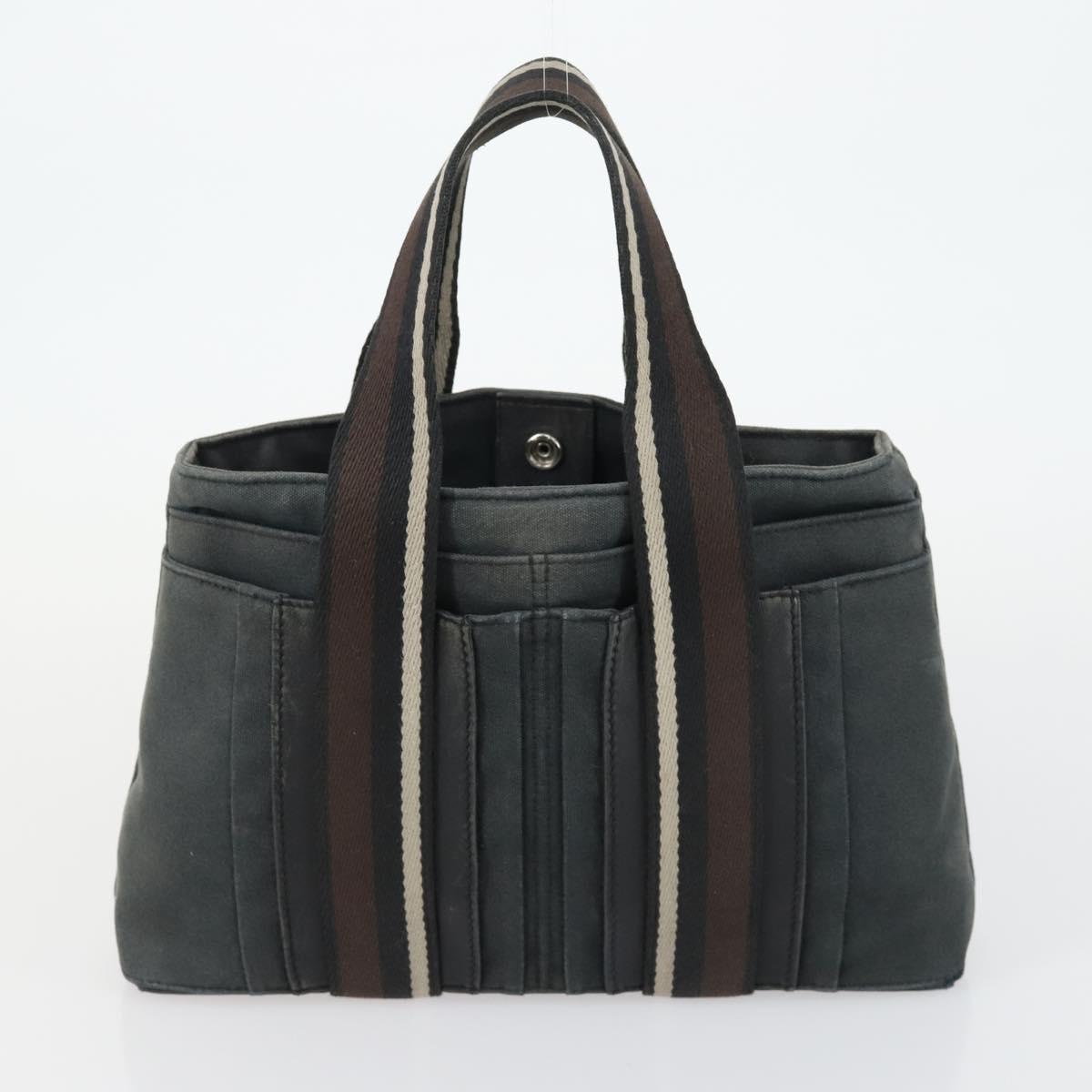 HERMES Trocha Horizontal Tote Bag Canvas 2 Set Gray Black Auth mr1843