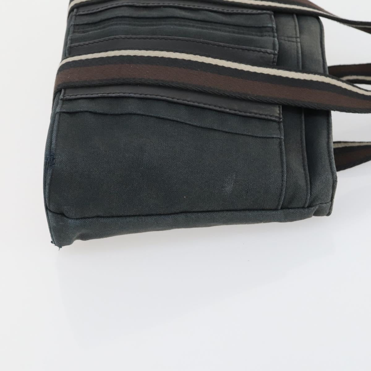 HERMES Trocha Horizontal Tote Bag Canvas 2 Set Gray Black Auth mr1843