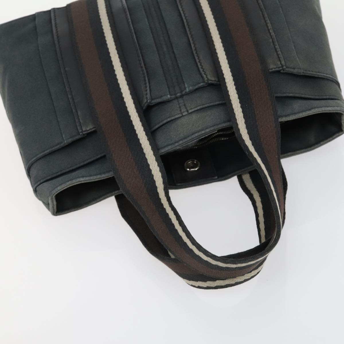 HERMES Trocha Horizontal Tote Bag Canvas 2 Set Gray Black Auth mr1843