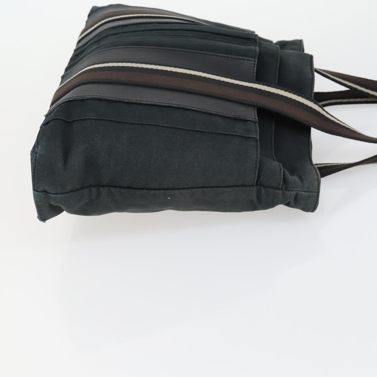 HERMES Trocha Horizontal Tote Bag Canvas 2 Set Gray Black Auth mr1843